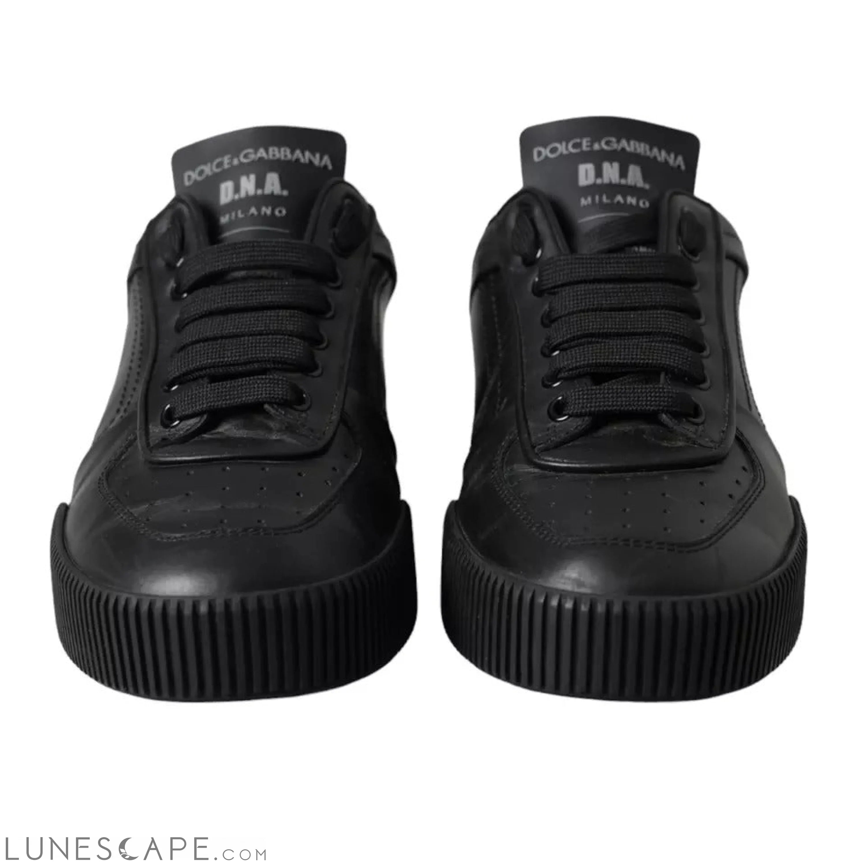 Dolce & Gabbana Black Leather Low Top Sneakers Men Shoes LUNESCAPE
