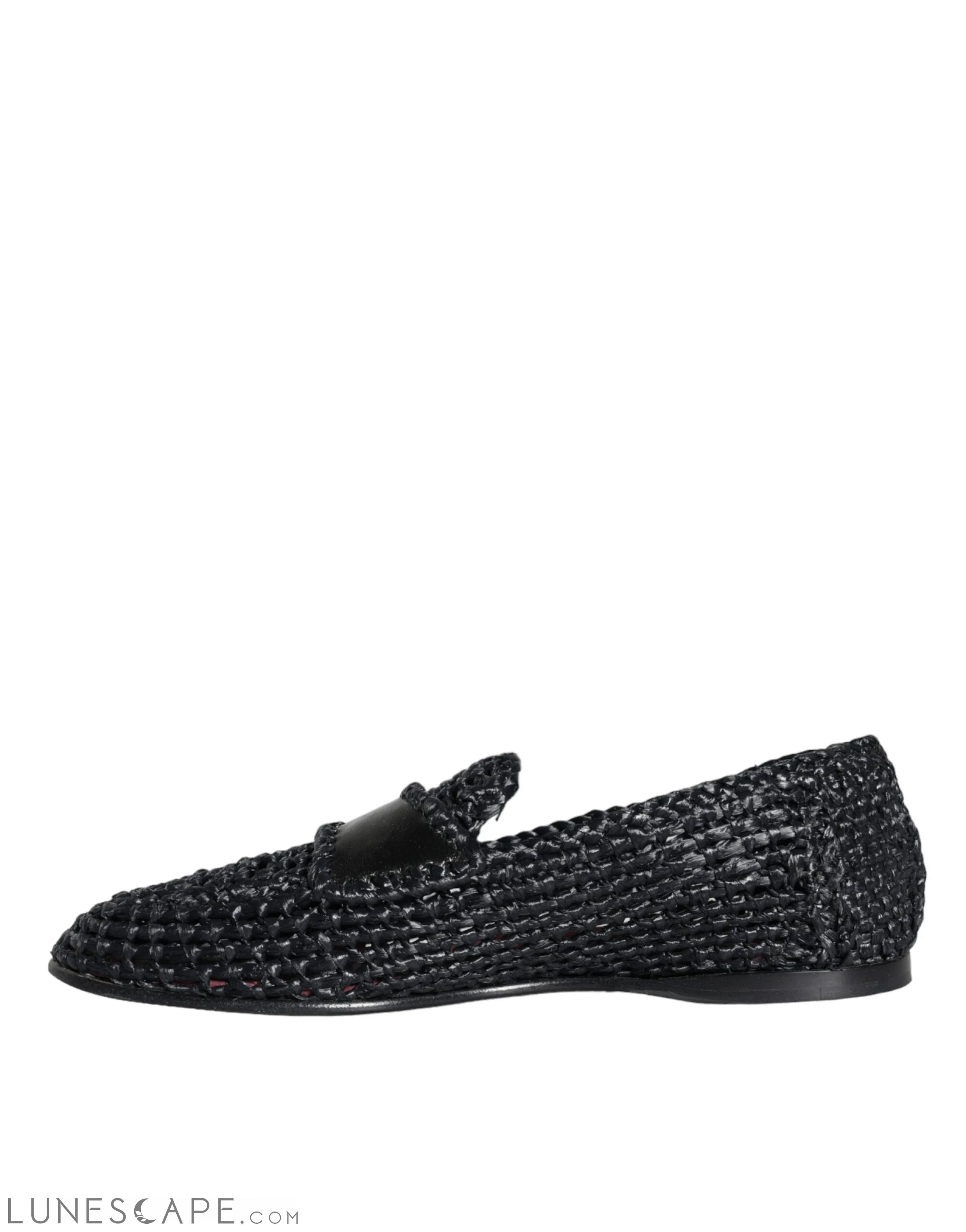 Dolce & Gabbana Black Woven Raffia Slip On Loafers Men Shoes LUNESCAPE