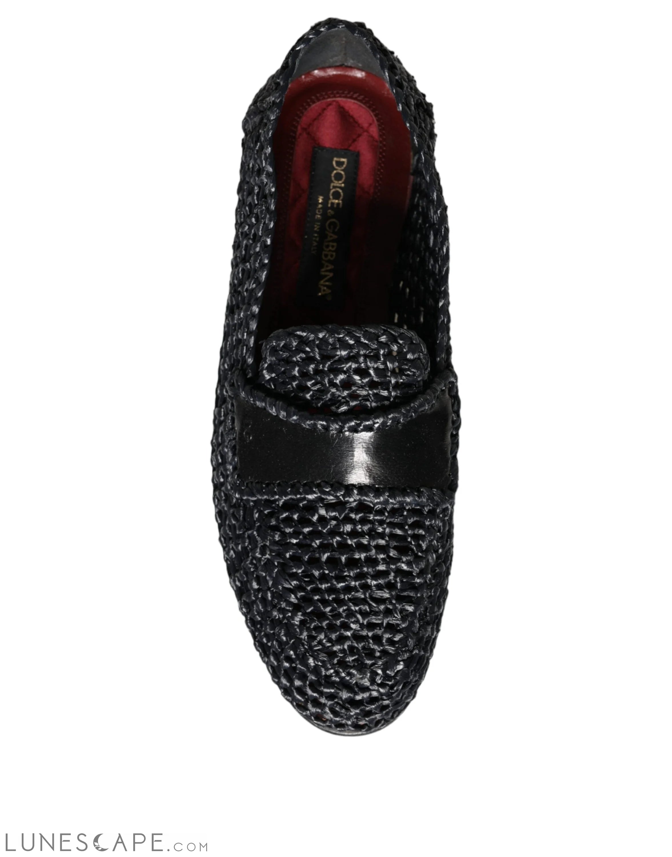 Dolce & Gabbana Black Woven Raffia Slip On Loafers Men Shoes LUNESCAPE