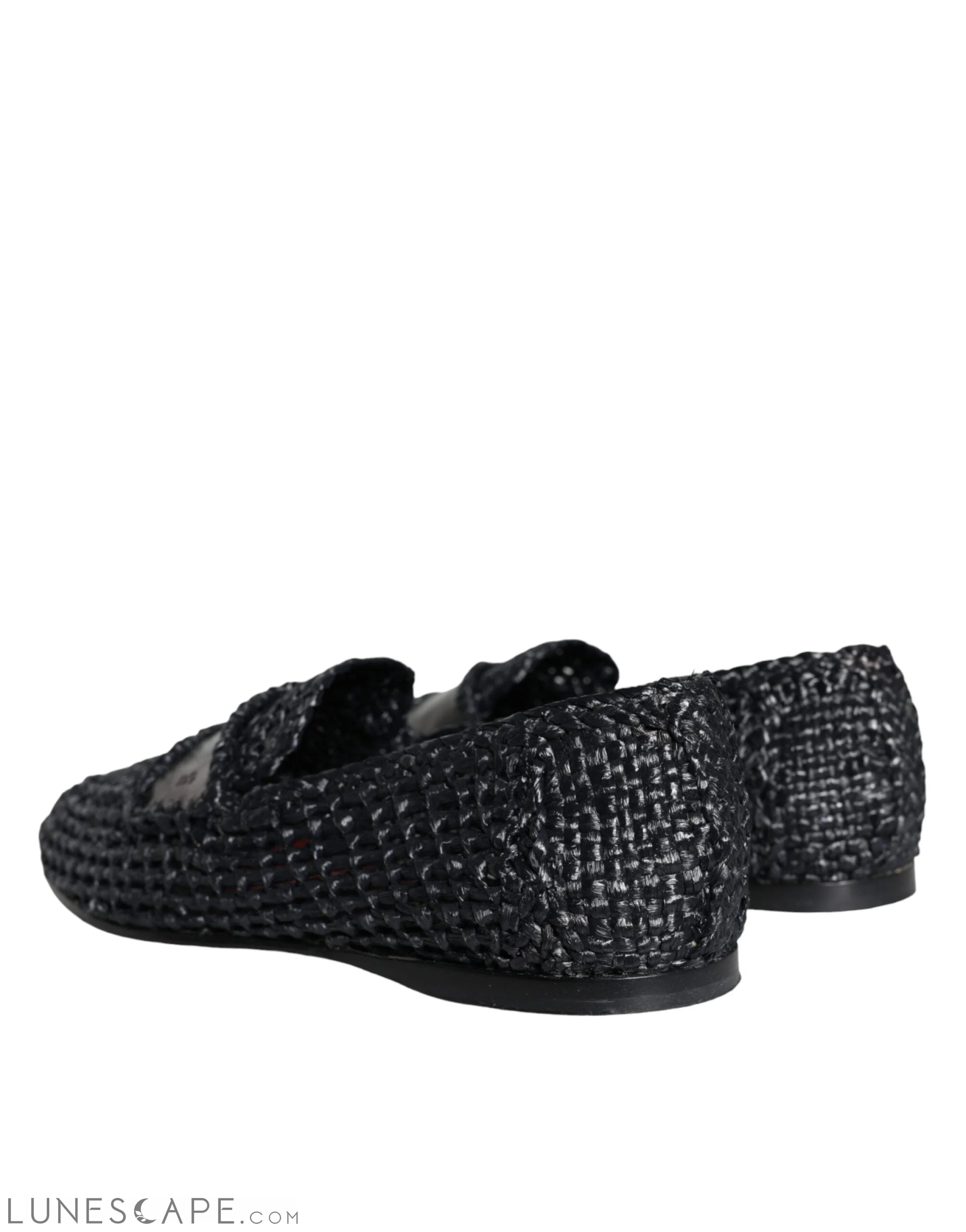 Dolce & Gabbana Black Woven Raffia Slip On Loafers Men Shoes LUNESCAPE