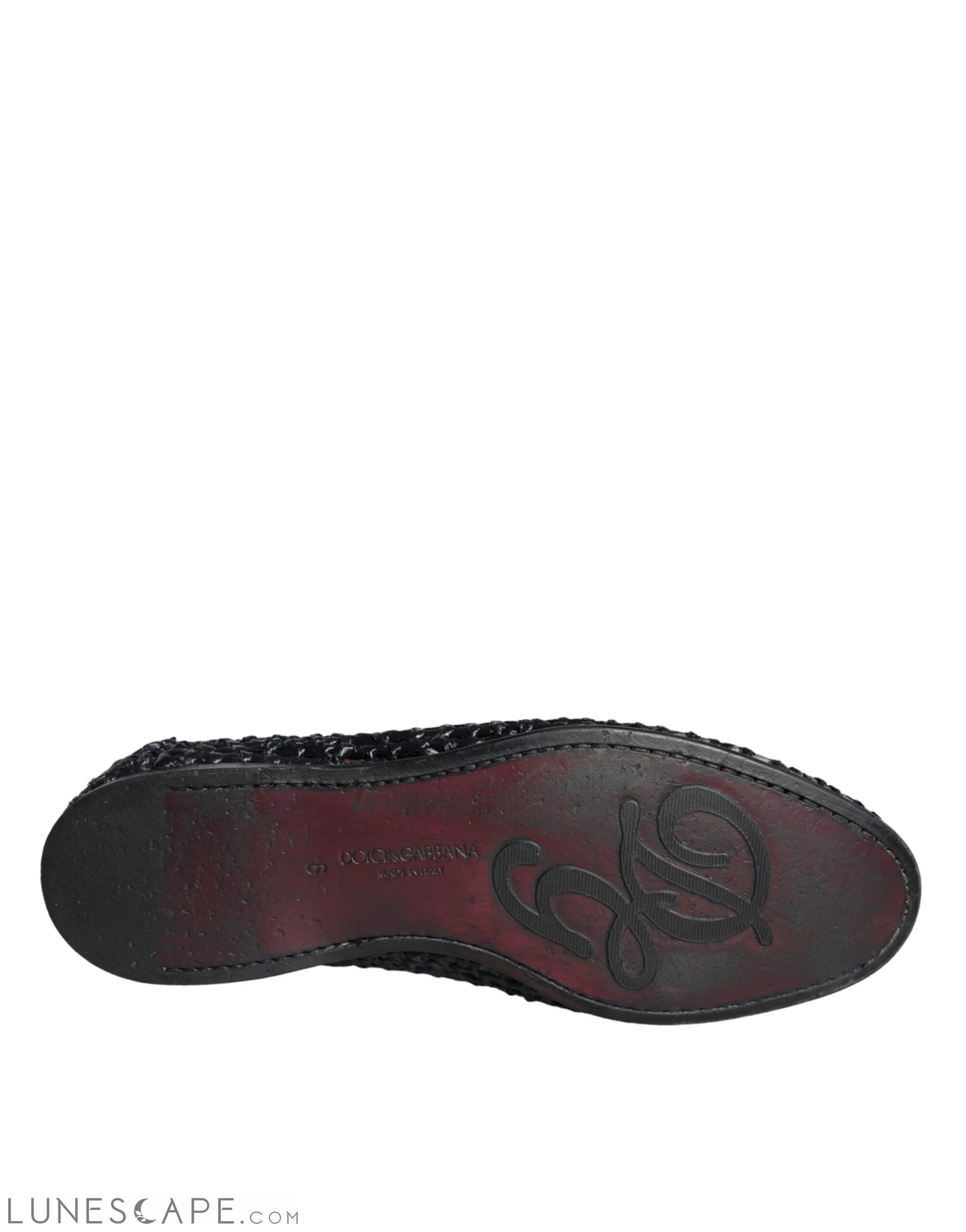Dolce & Gabbana Black Woven Raffia Slip On Loafers Men Shoes LUNESCAPE