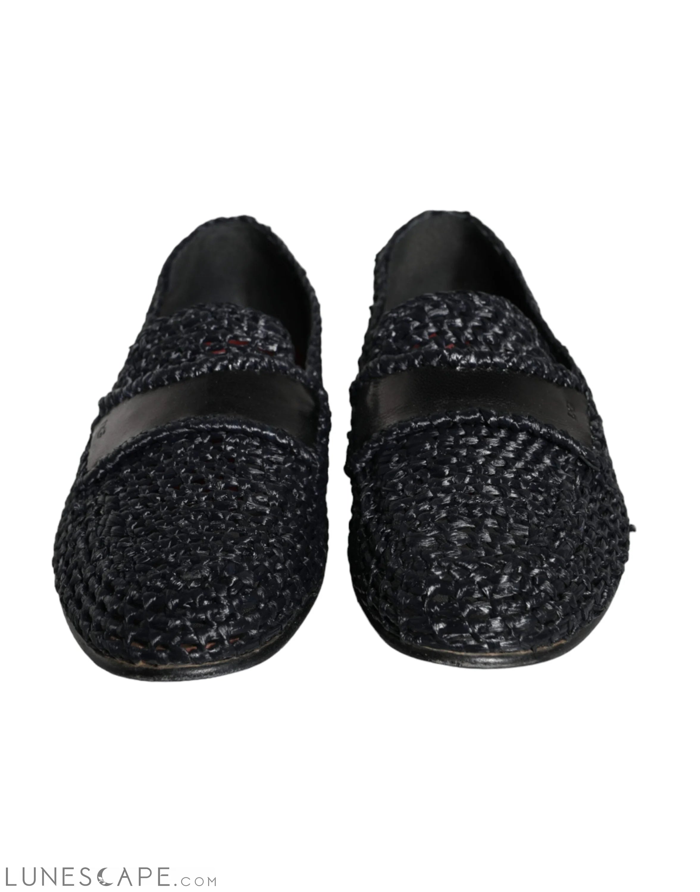 Dolce & Gabbana Black Woven Raffia Slip On Loafers Men Shoes LUNESCAPE