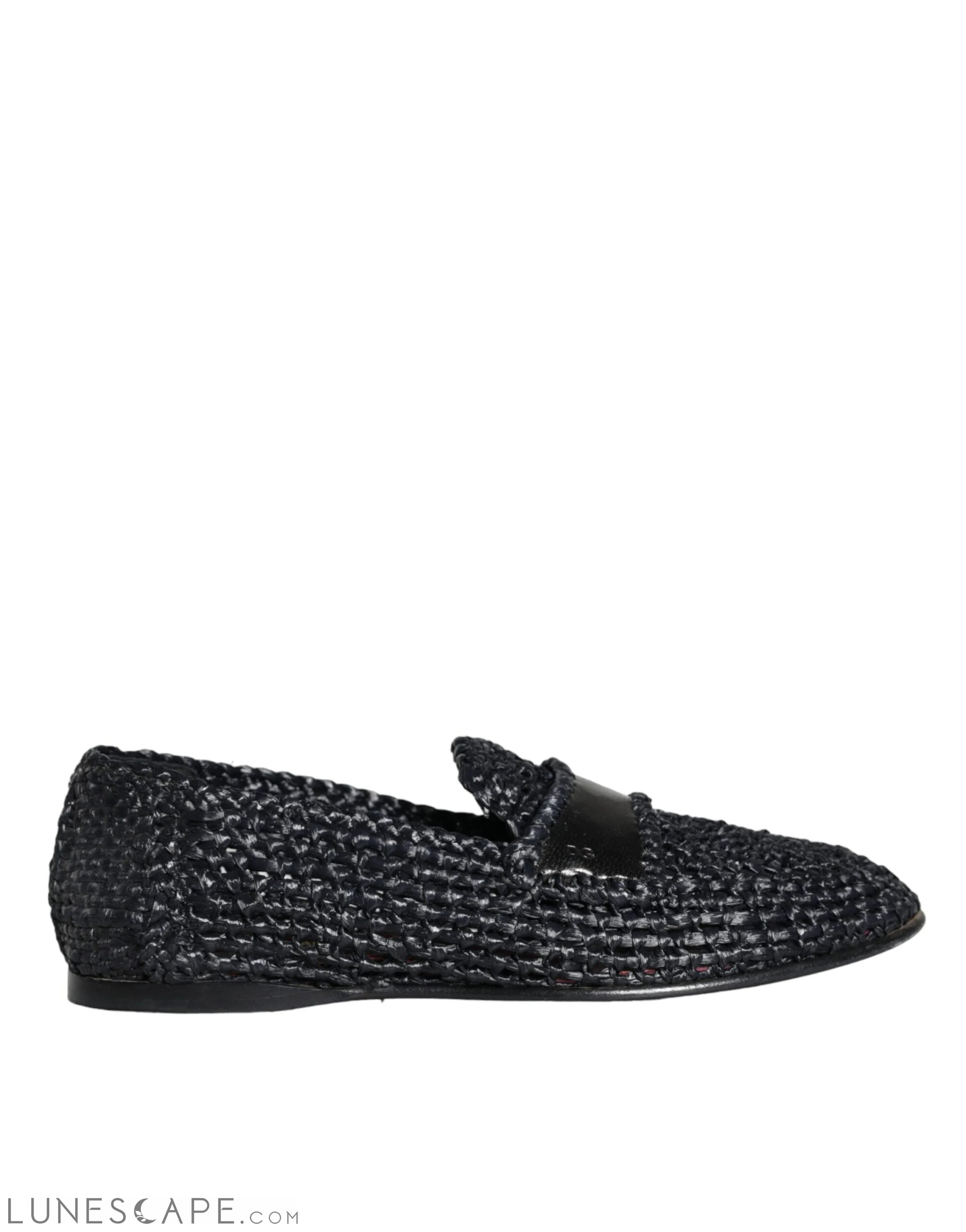 Dolce & Gabbana Black Woven Raffia Slip On Loafers Men Shoes LUNESCAPE