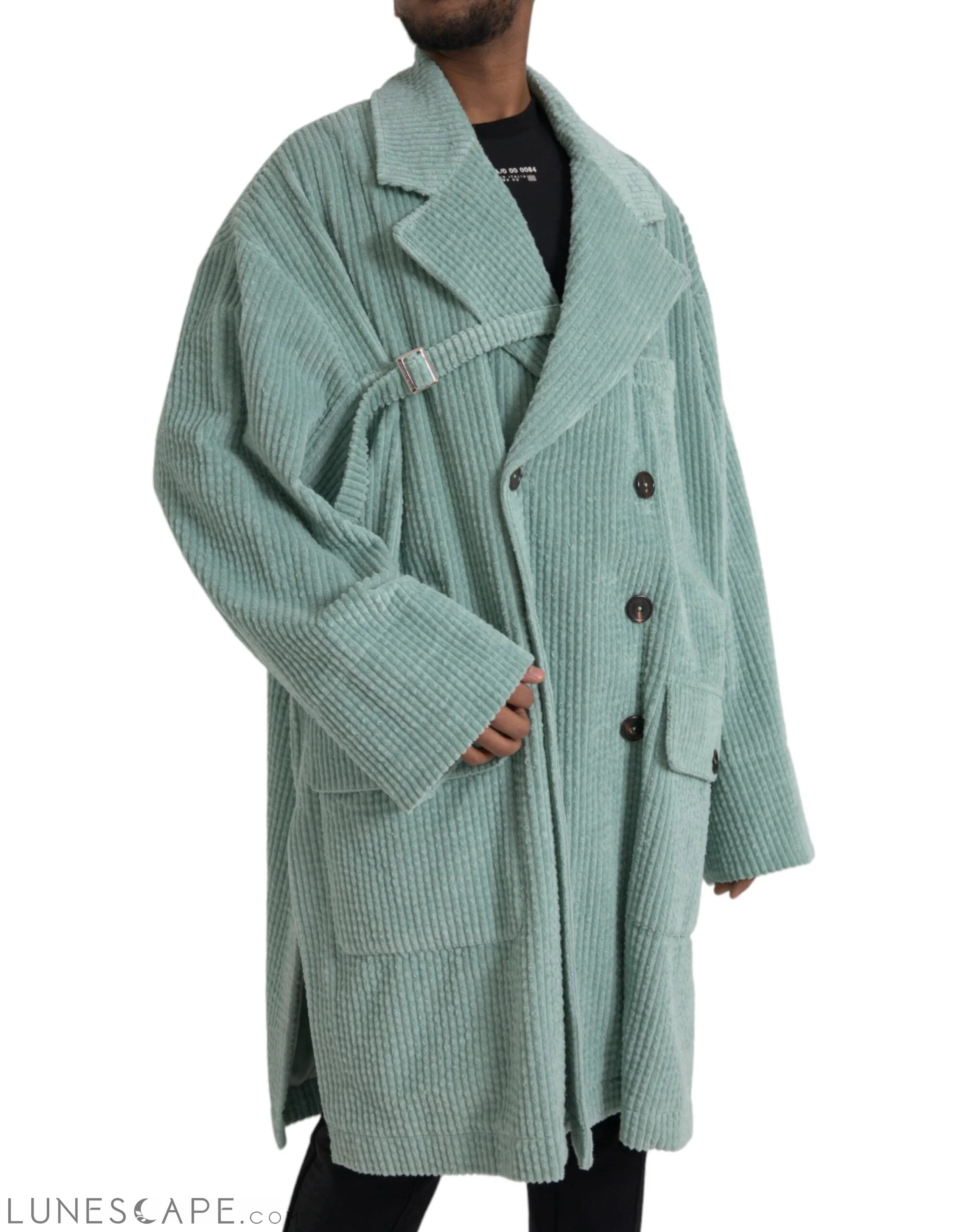 Dolce & Gabbana Blue Double Breasted Corduroy Cotton Jacket LUNESCAPE