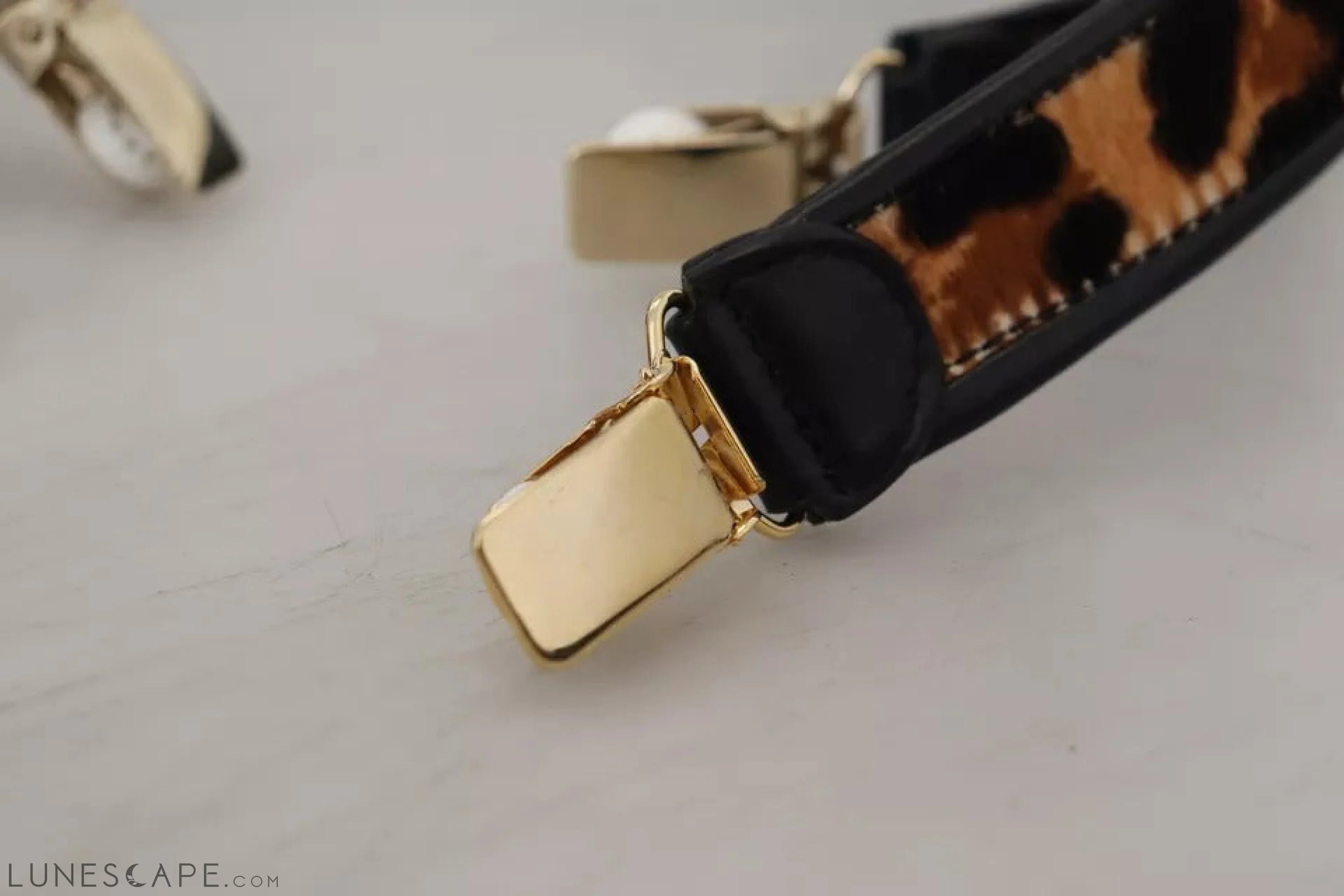 Dolce & Gabbana Brown Leopard Gold Clips Women Suspender Belt LUNESCAPE