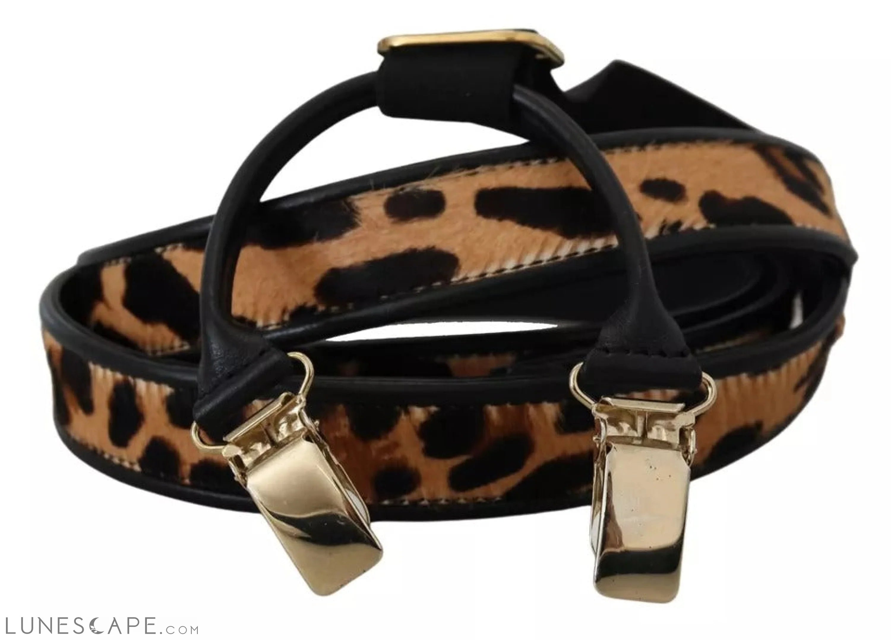 Dolce & Gabbana Brown Leopard Gold Clips Women Suspender Belt LUNESCAPE