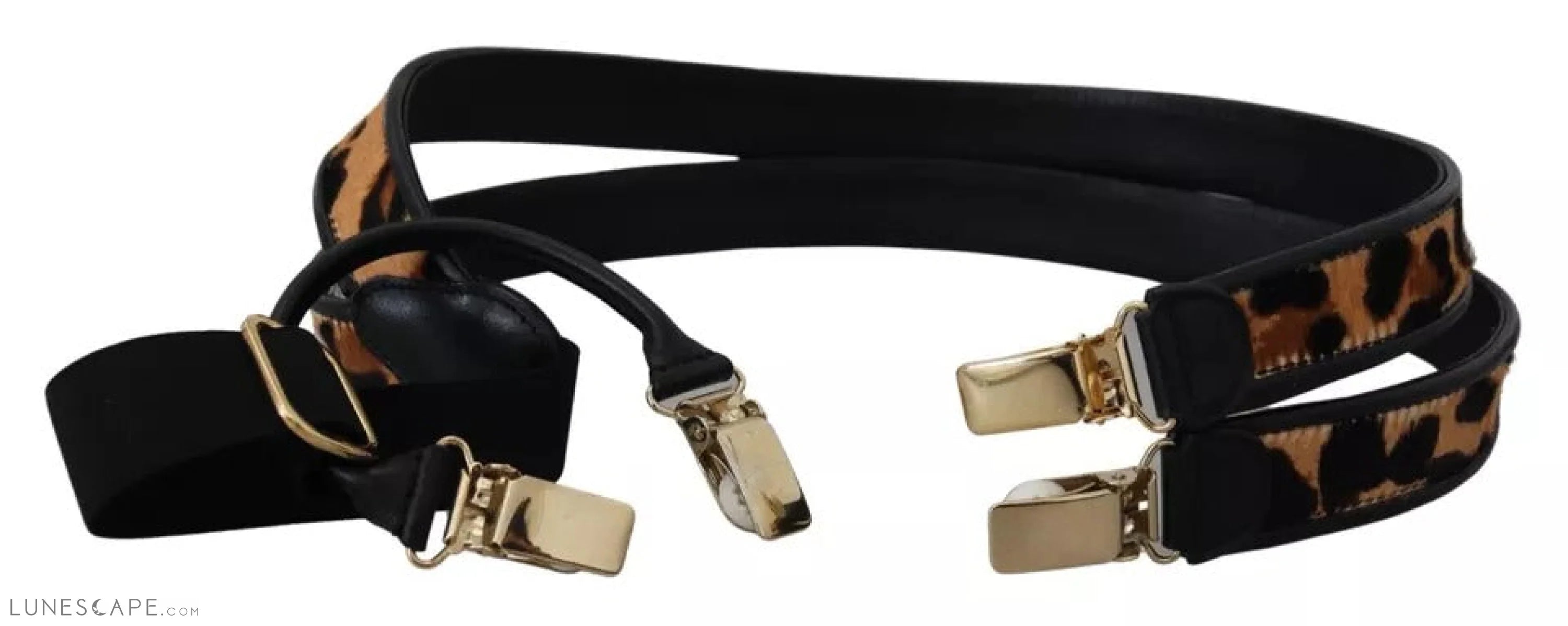 Dolce & Gabbana Brown Leopard Gold Clips Women Suspender Belt LUNESCAPE
