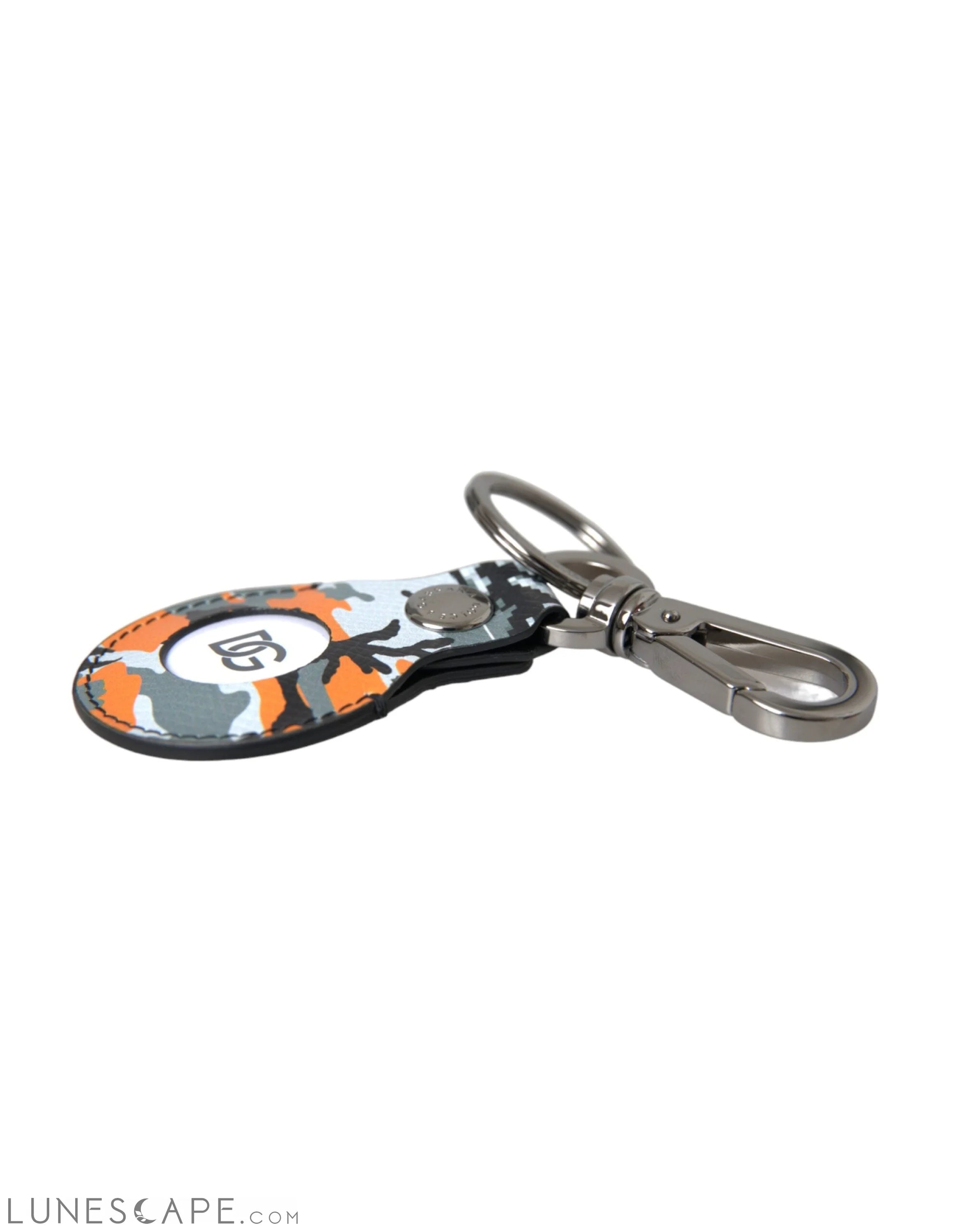 Dolce & Gabbana Camouflage Leather DG Logo Round Metal Keychain LUNESCAPE
