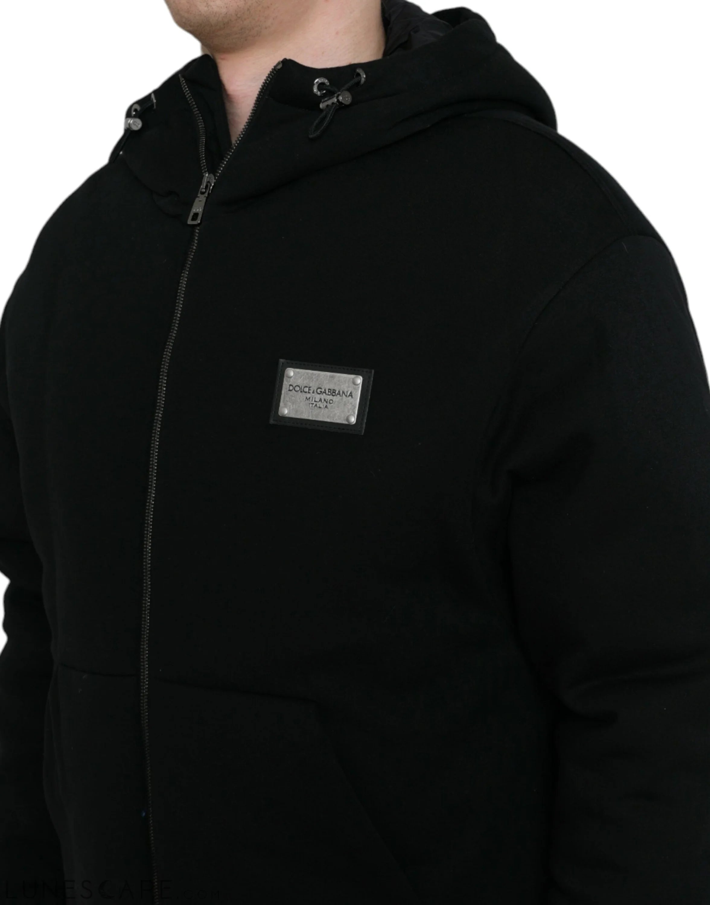 Dolce & Gabbana Elegant Black Bomber Jacket with Hood LUNESCAPE