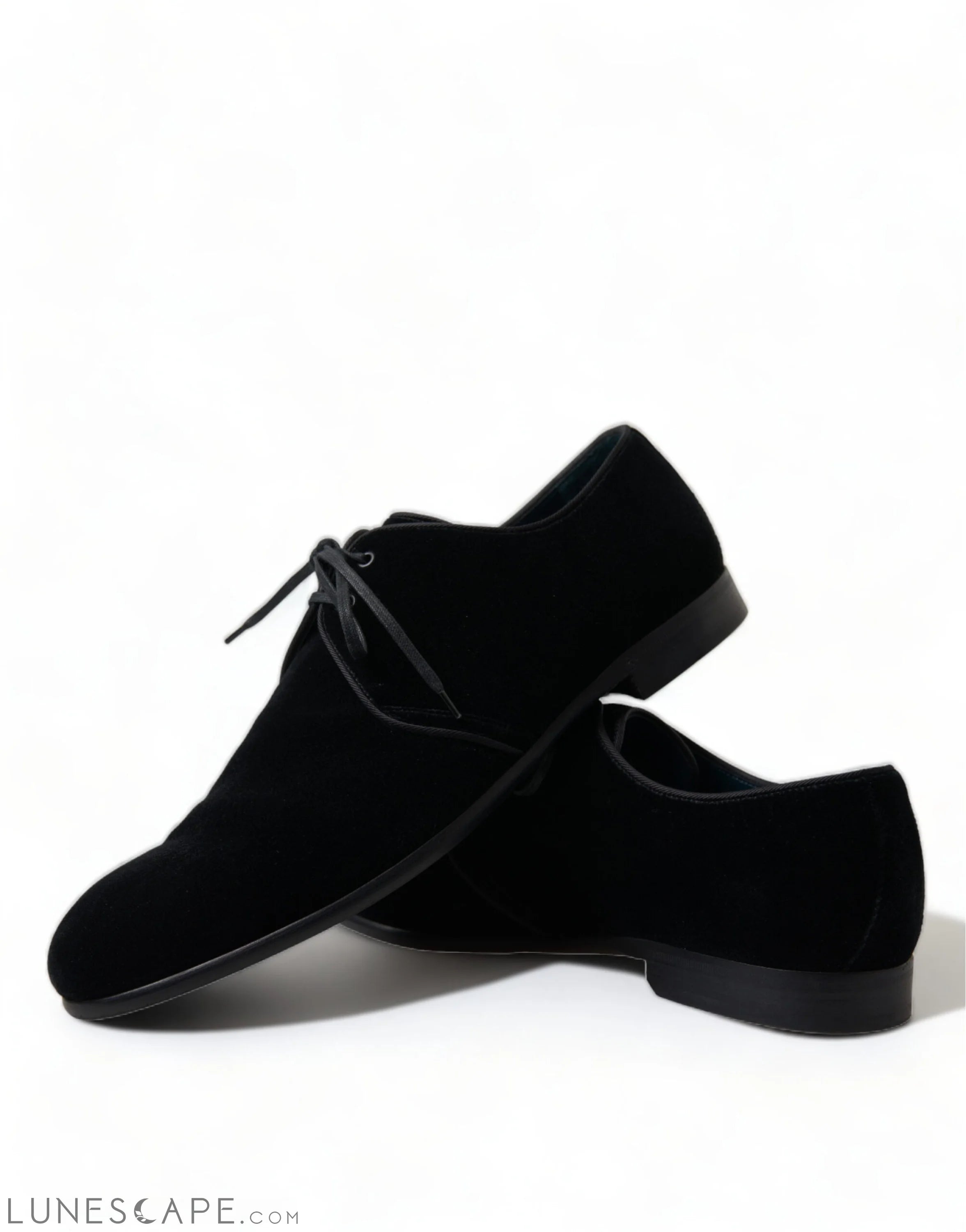 Dolce & Gabbana Elegant Black Velvet Derby Dress Shoes LUNESCAPE