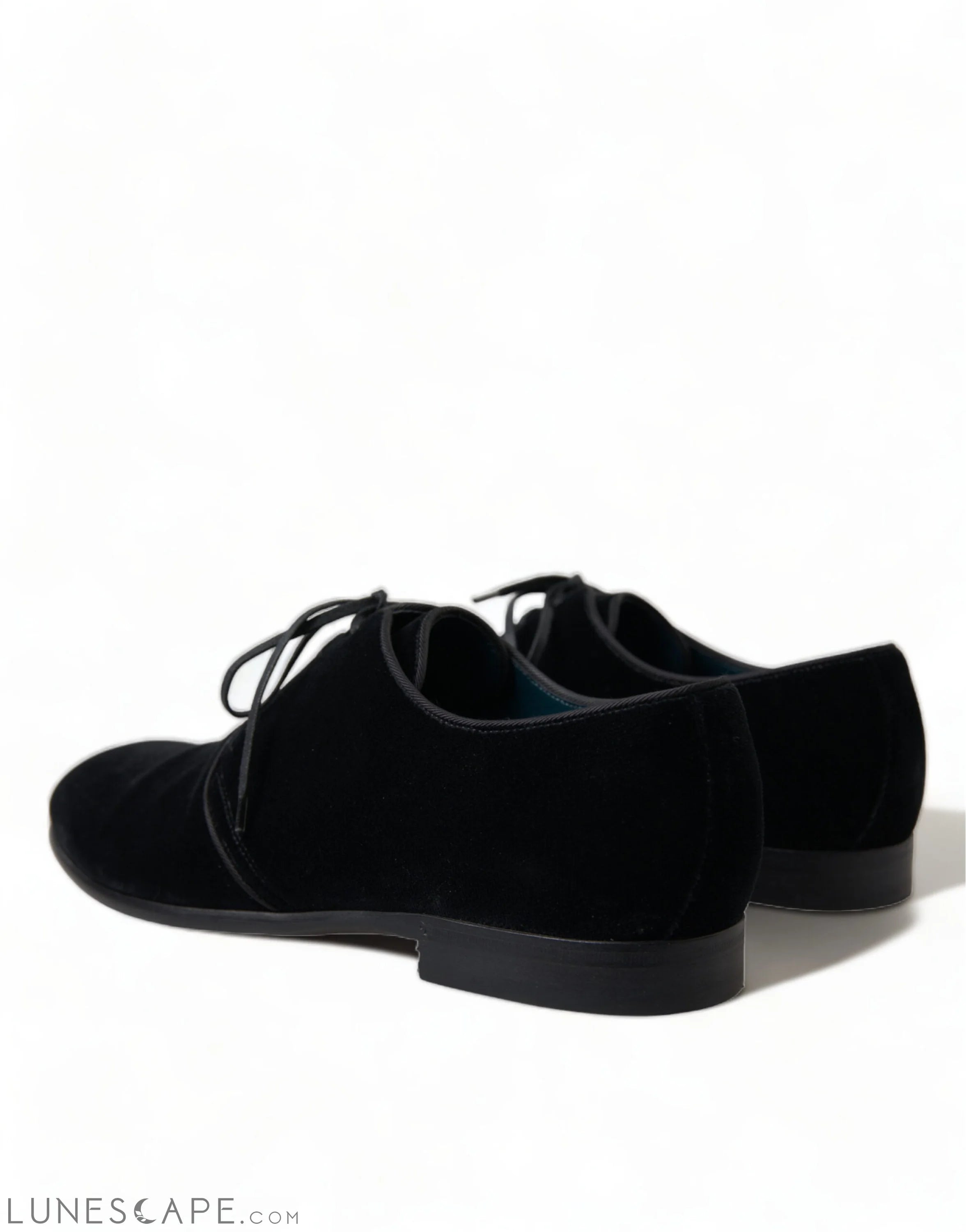 Dolce & Gabbana Elegant Black Velvet Derby Dress Shoes LUNESCAPE