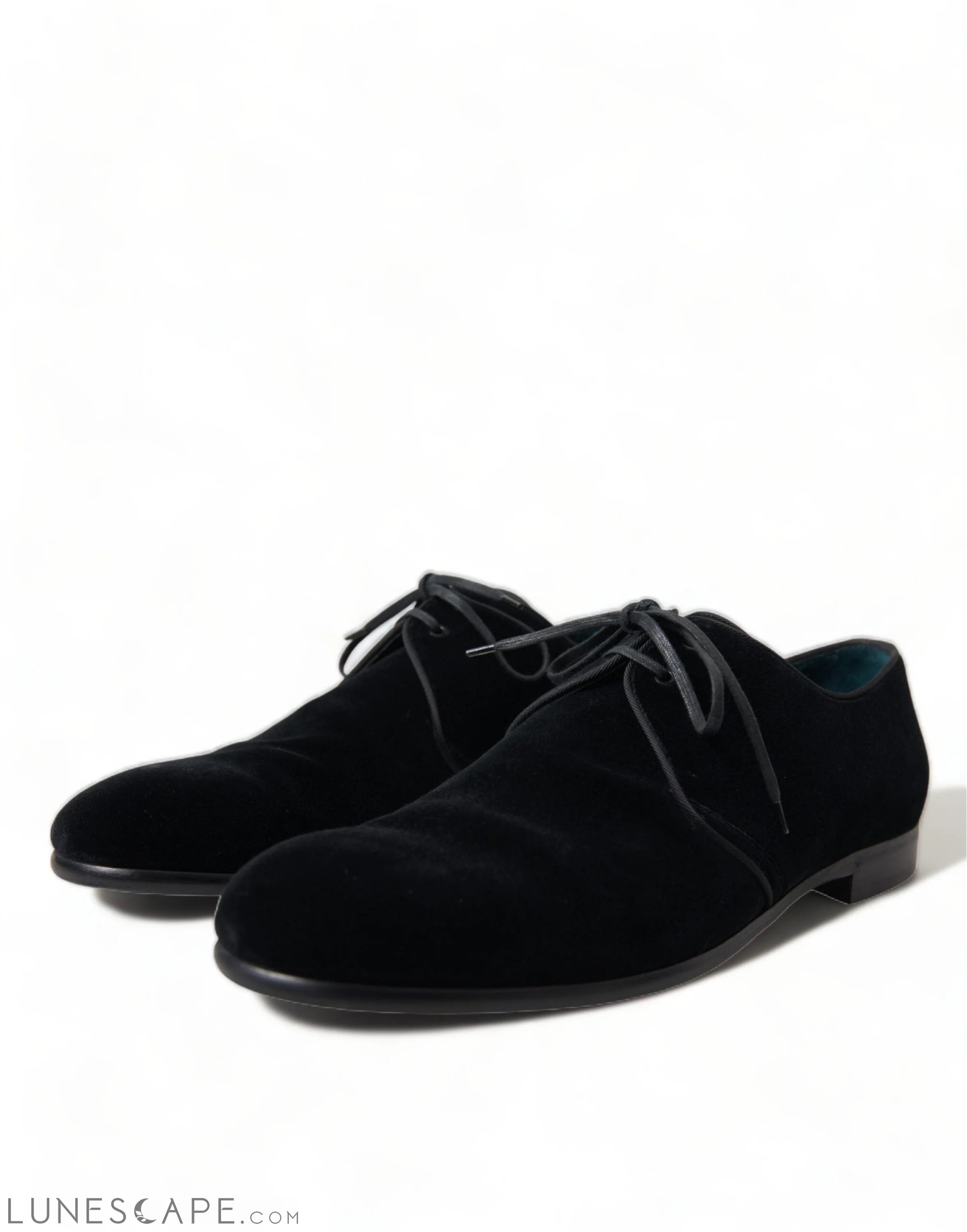 Dolce & Gabbana Elegant Black Velvet Derby Dress Shoes LUNESCAPE