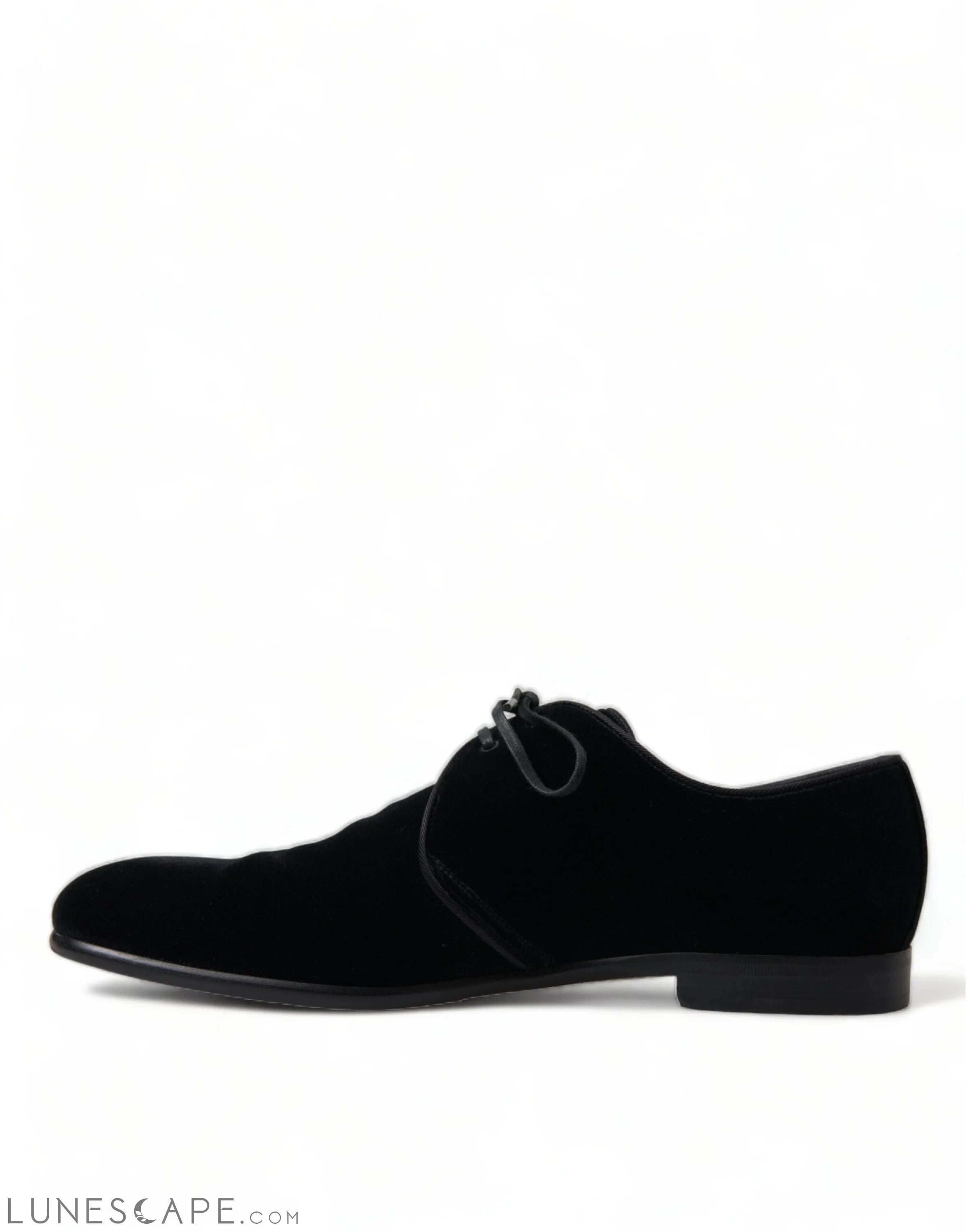 Dolce & Gabbana Elegant Black Velvet Derby Dress Shoes LUNESCAPE