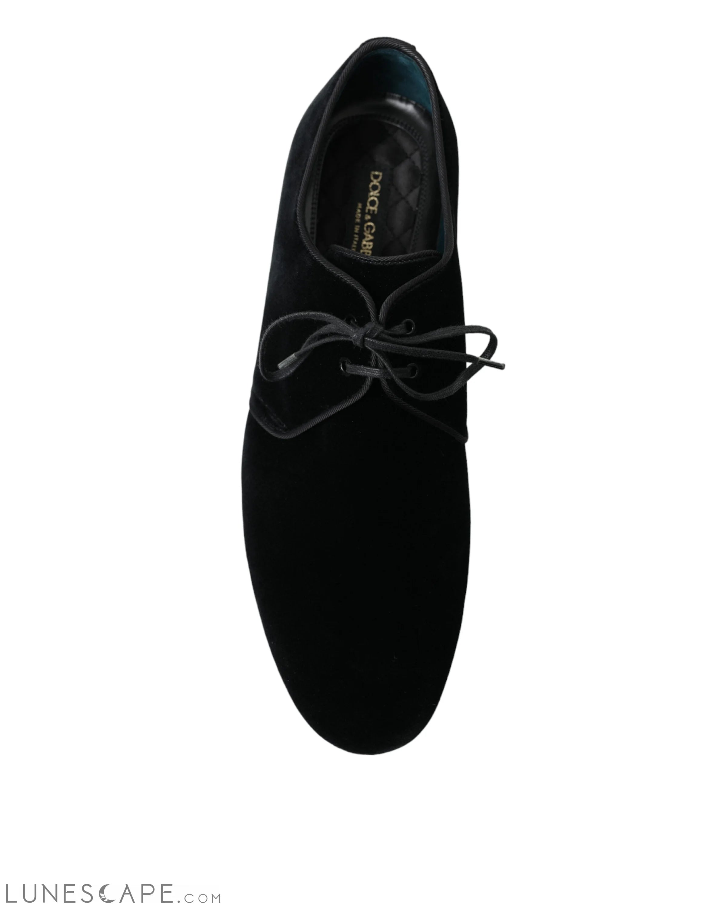 Dolce & Gabbana Elegant Black Velvet Derby Dress Shoes LUNESCAPE