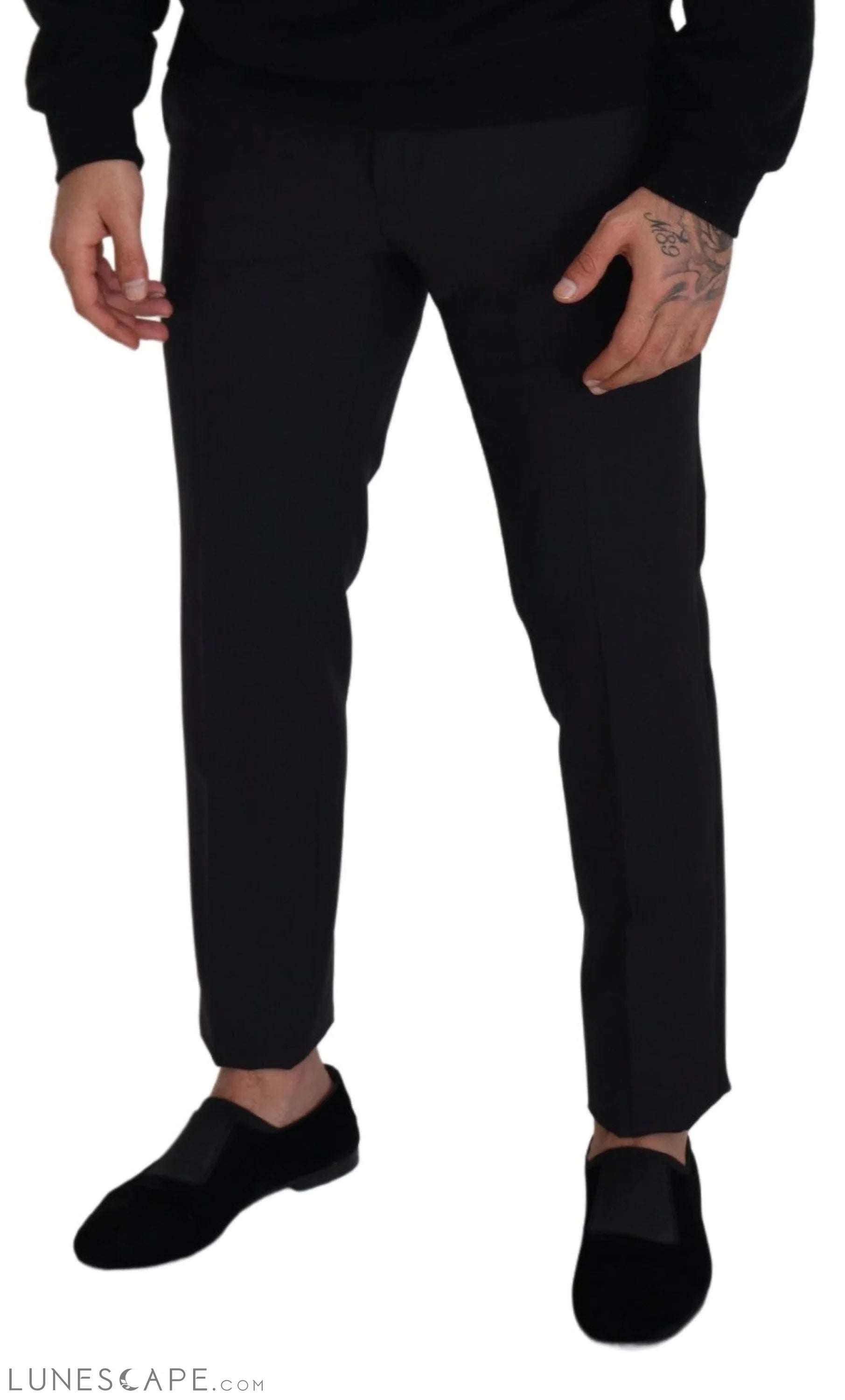 Dolce & Gabbana Elegant Black Wool Blend Trousers LUNESCAPE