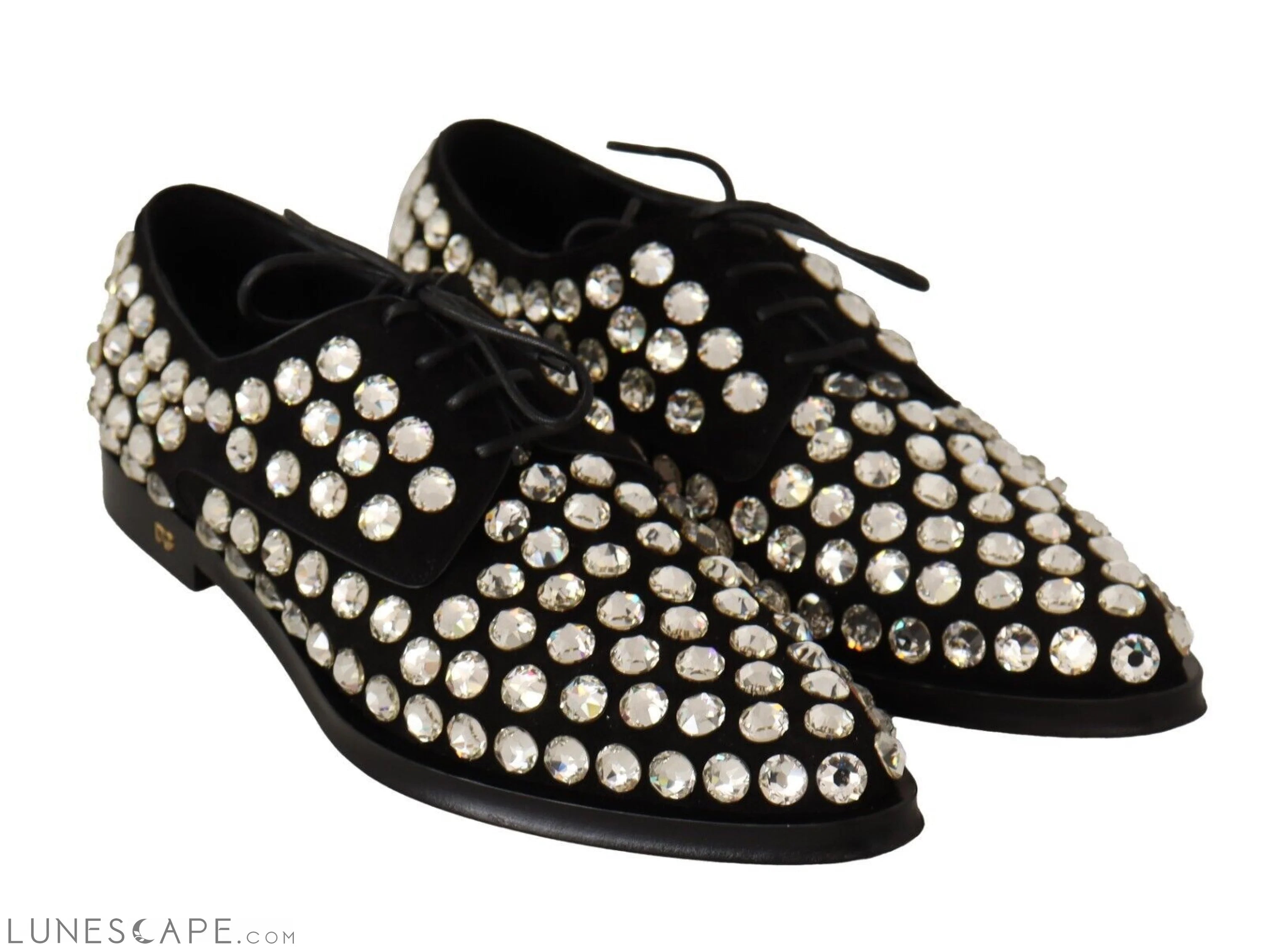 Dolce & Gabbana Elegant Crystal-Embellished Lace-Up Flats LUNESCAPE