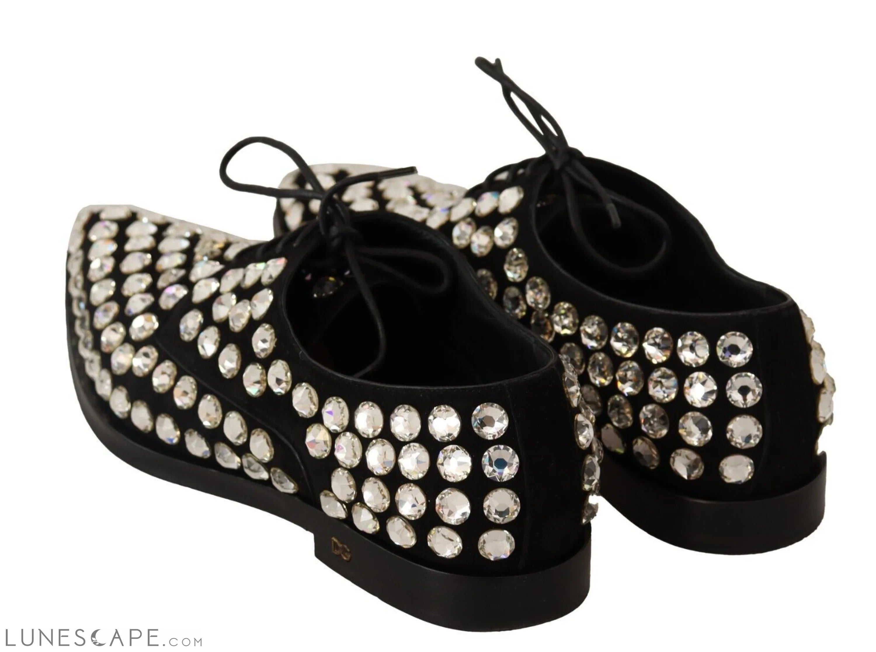 Dolce & Gabbana Elegant Crystal-Embellished Lace-Up Flats LUNESCAPE