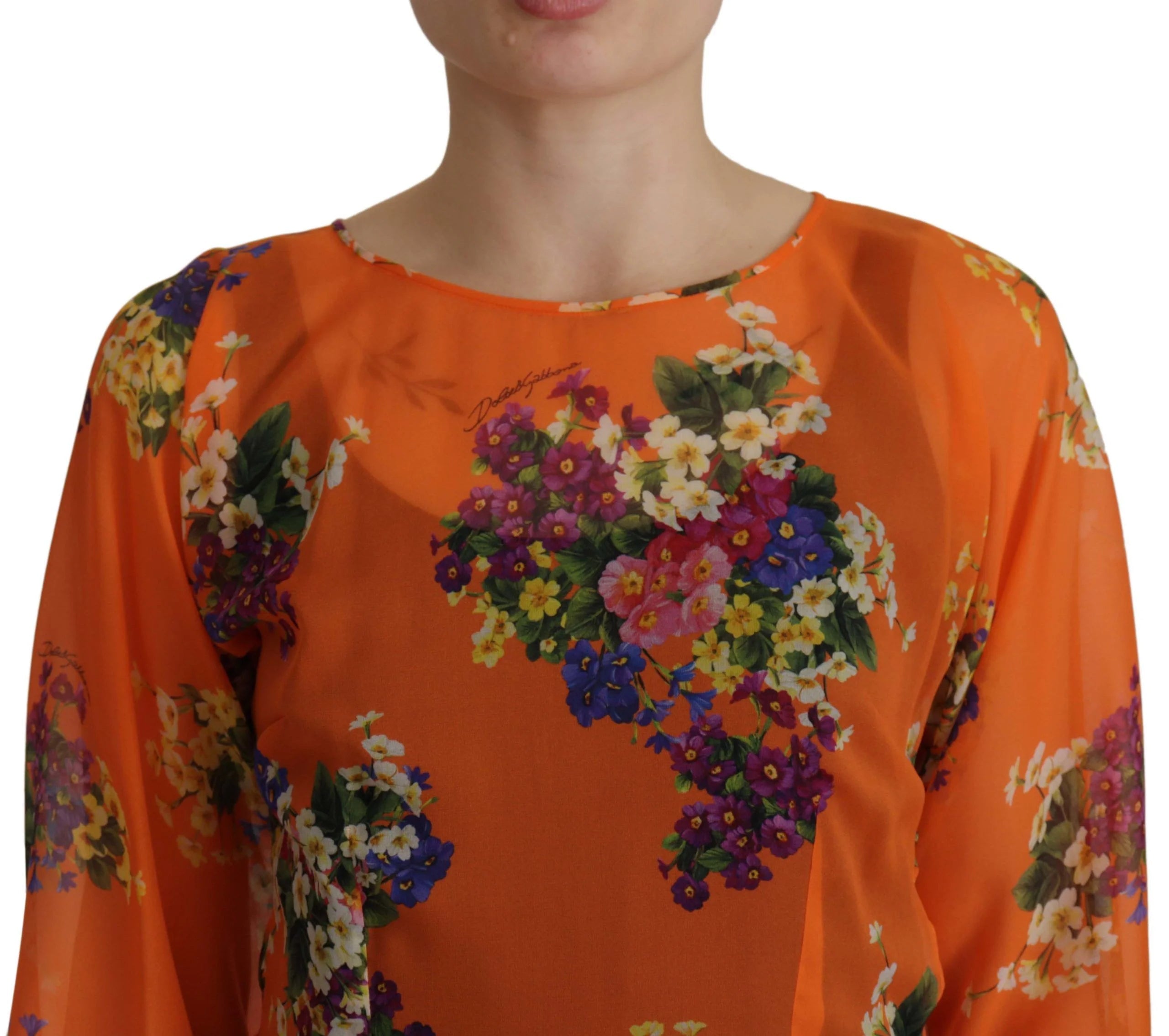 Dolce & Gabbana Elegant Floral Silk Blouse with Back Zipper LUNESCAPE