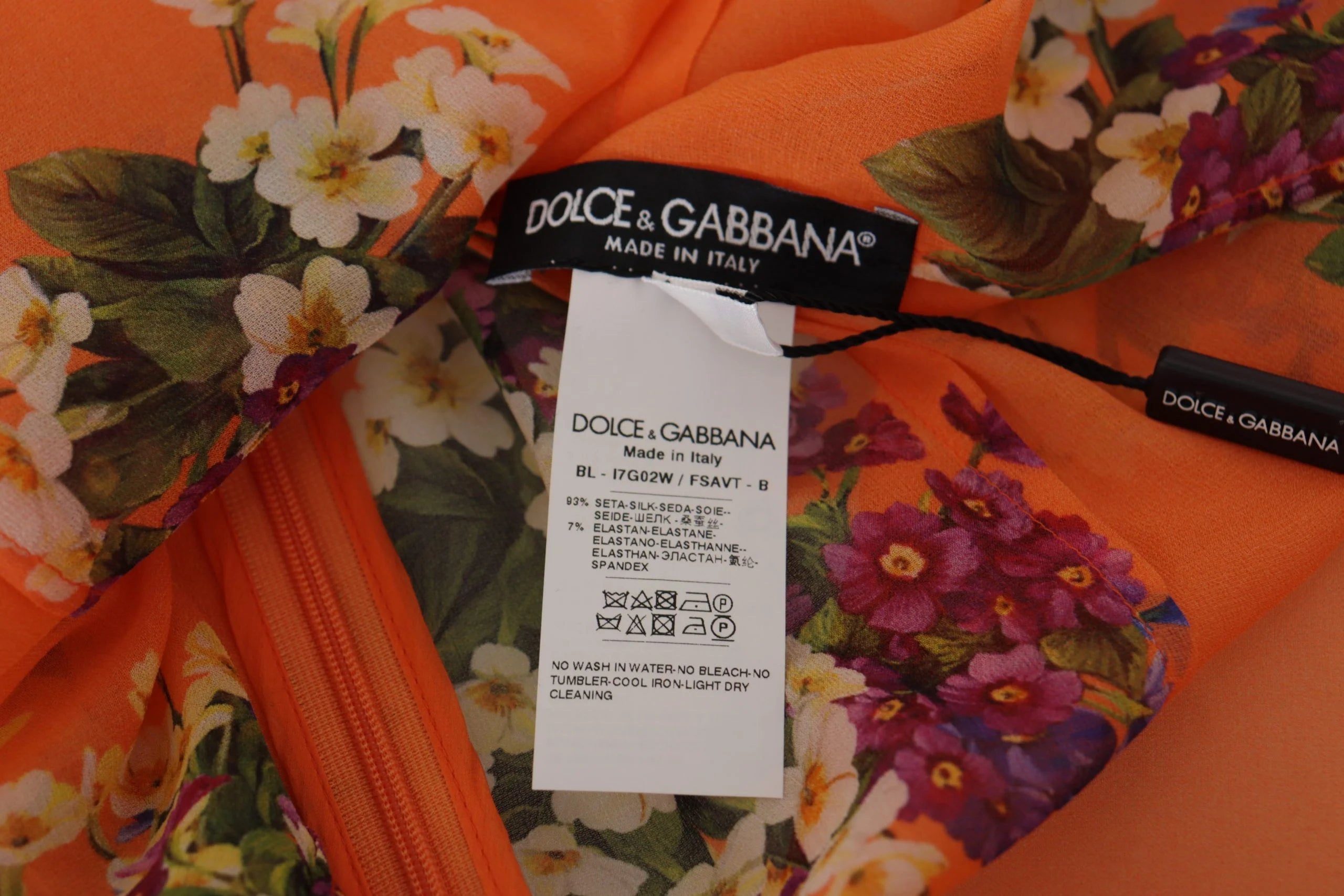Dolce & Gabbana Elegant Floral Silk Blouse with Back Zipper LUNESCAPE