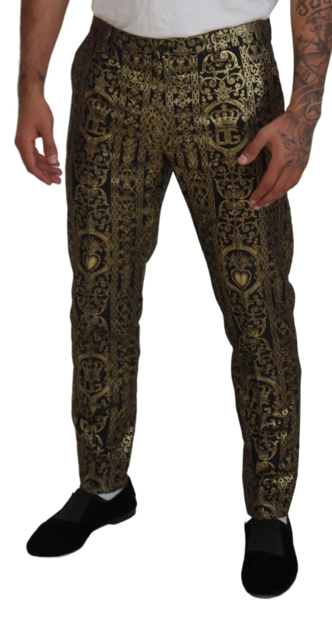 Dolce & Gabbana Elegant Jacquard Evening Pants LUNESCAPE