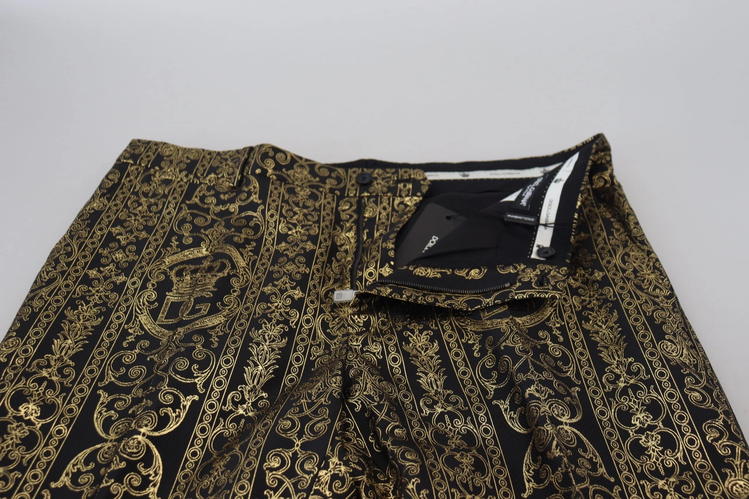 Dolce & Gabbana Elegant Jacquard Evening Pants LUNESCAPE