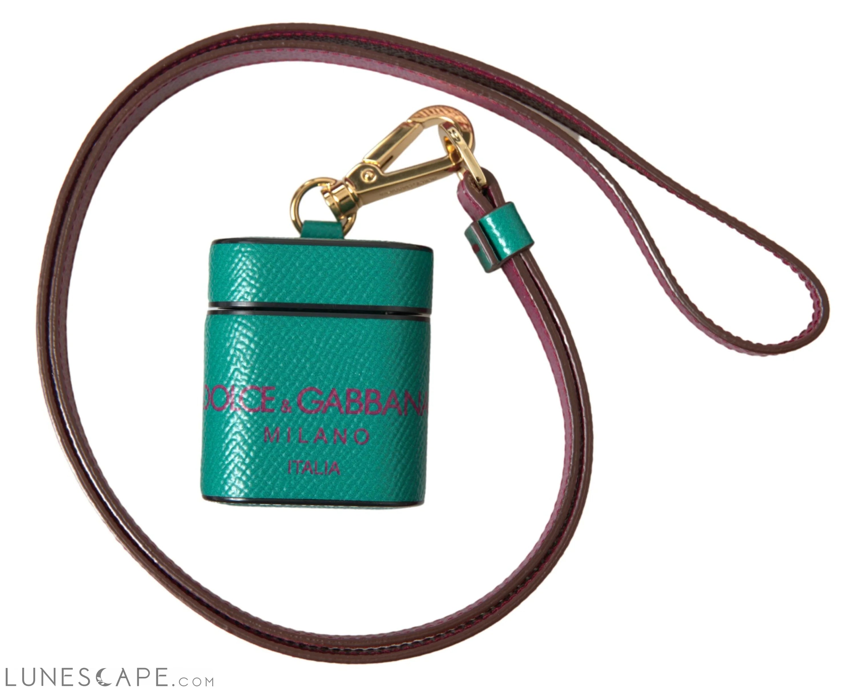 Dolce & Gabbana Elegant Leather Airpods Case in Green and Maroon LUNESCAPE
