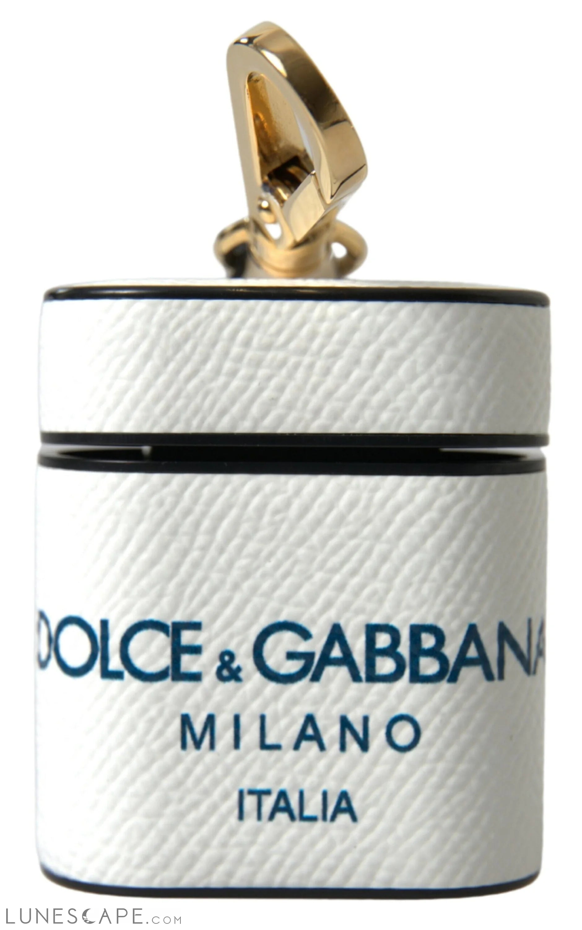 Dolce & Gabbana Elegant Leather Airpods Case in White & Blue LUNESCAPE