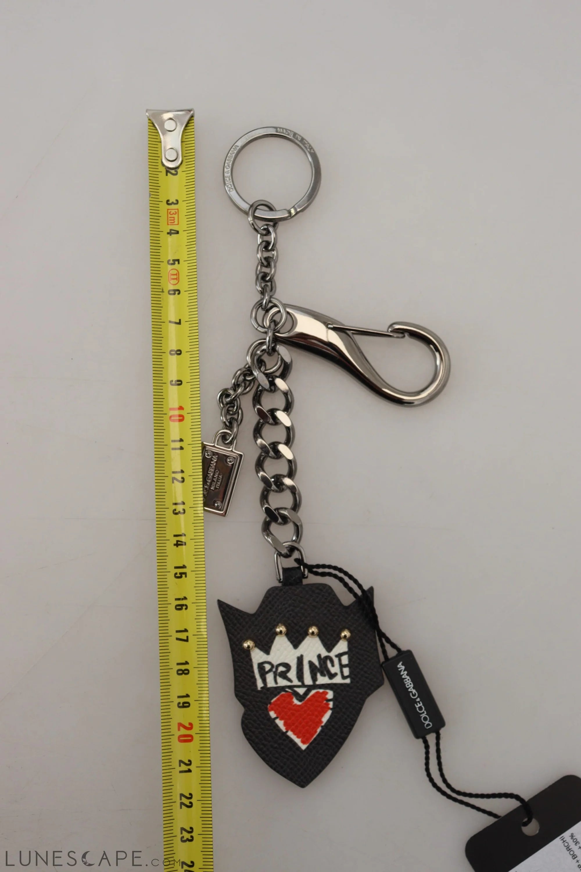 Dolce & Gabbana Elegant Silver and Black Designer Keychain LUNESCAPE