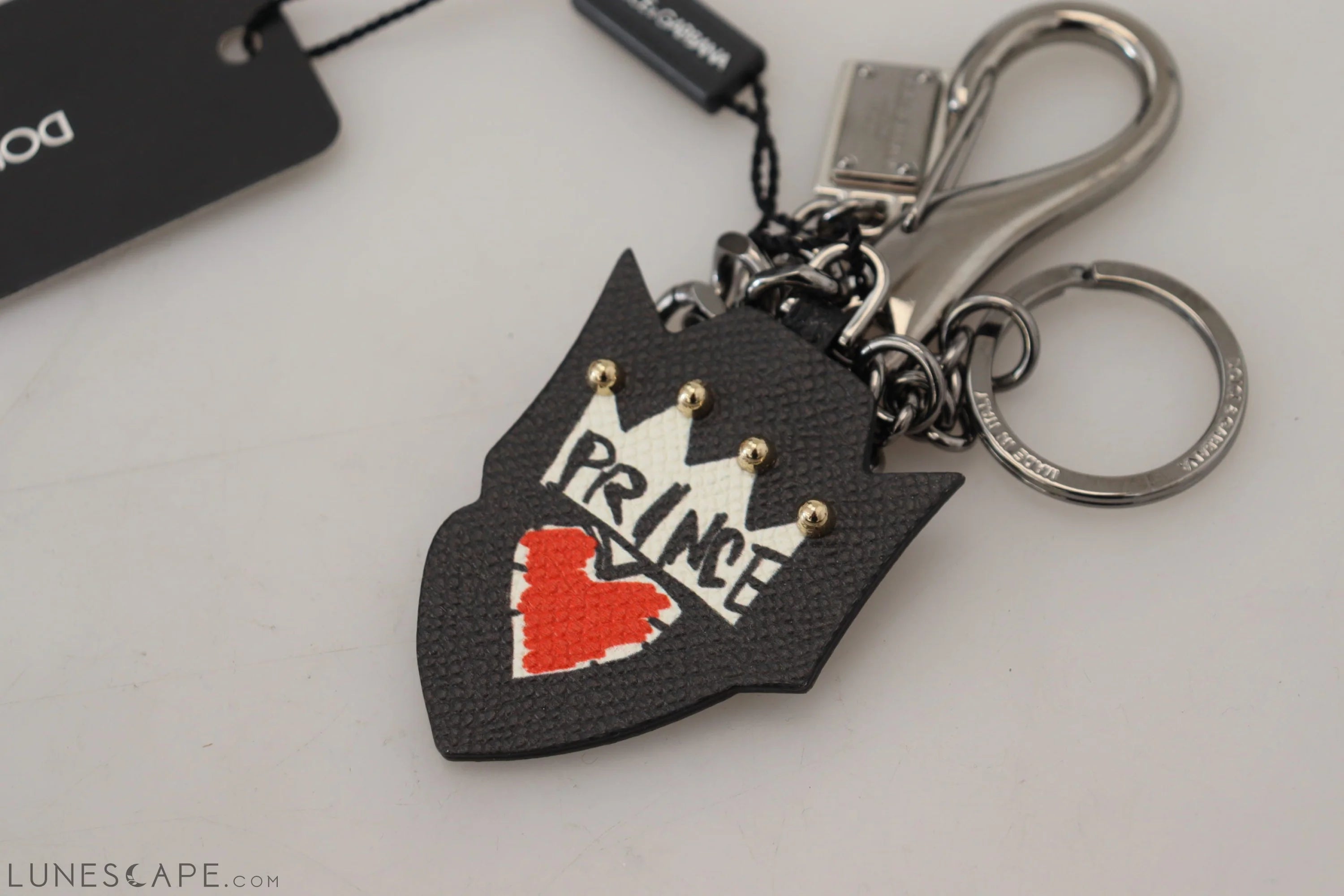 Dolce & Gabbana Elegant Silver and Black Designer Keychain LUNESCAPE