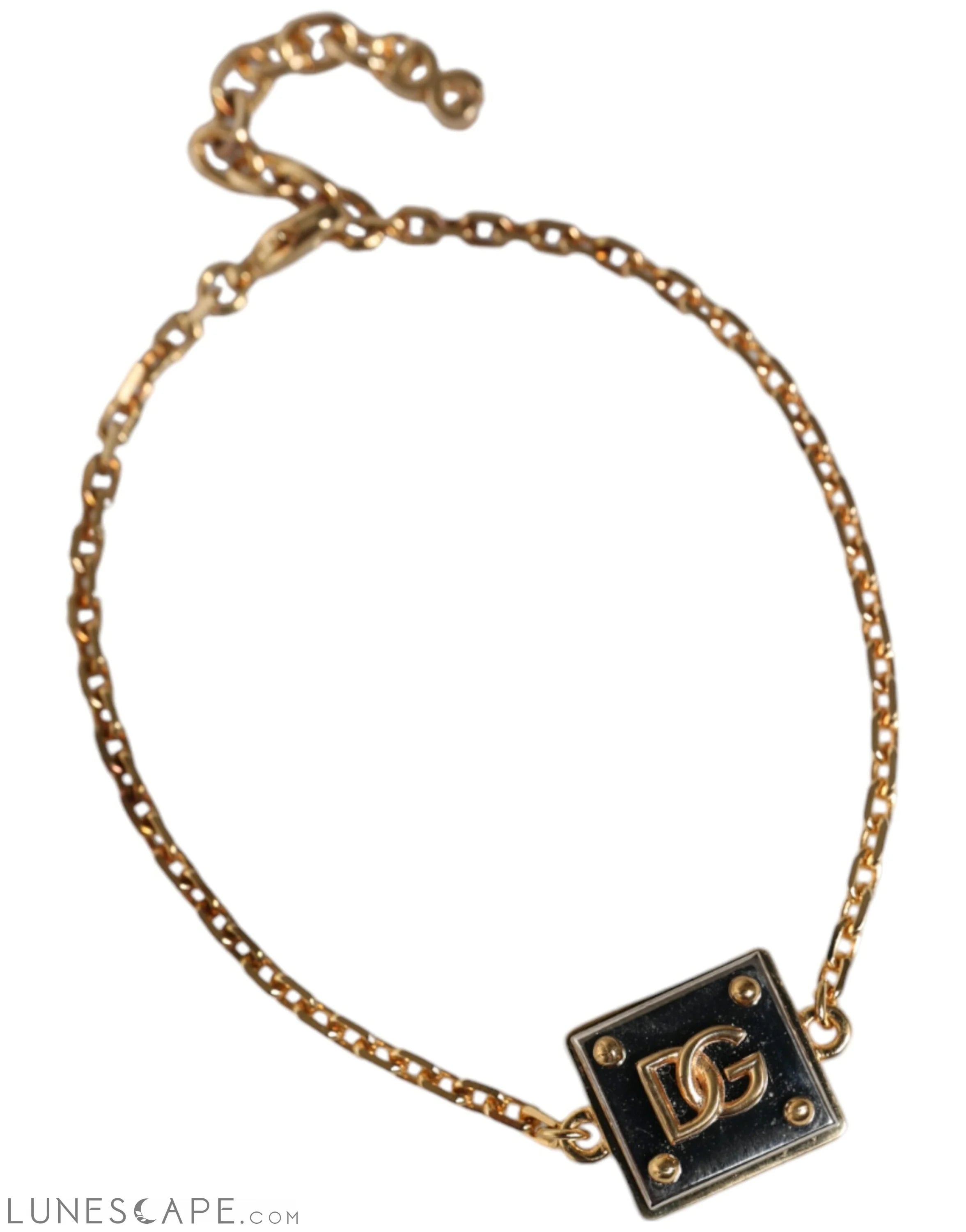 Dolce & Gabbana Gold Brass Chain Logo Sicily Pendant Necklace LUNESCAPE