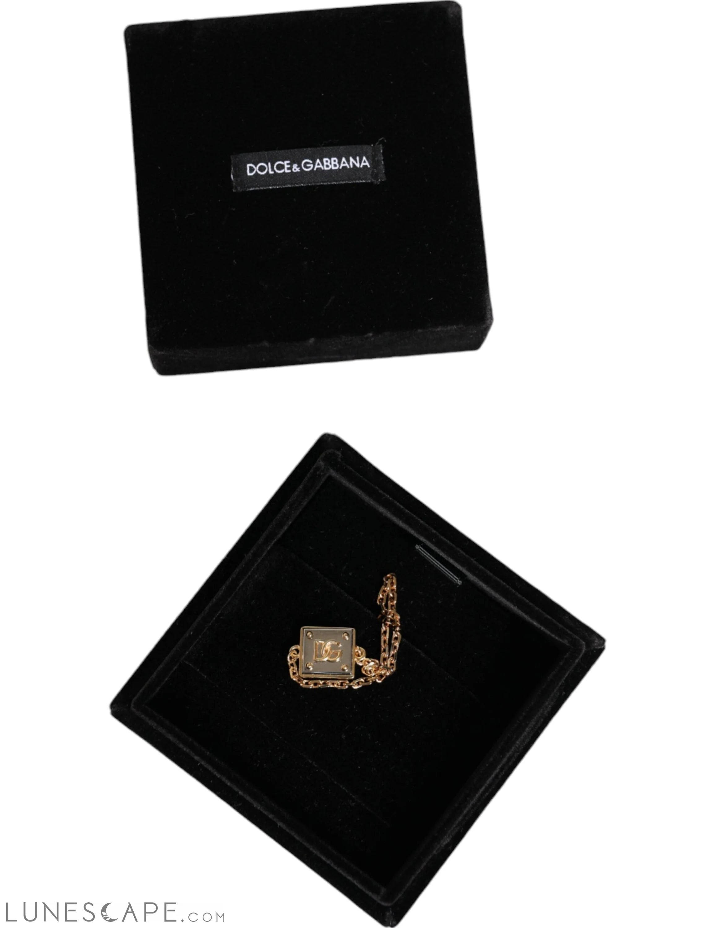 Dolce & Gabbana Gold Brass Chain Logo Sicily Pendant Necklace LUNESCAPE
