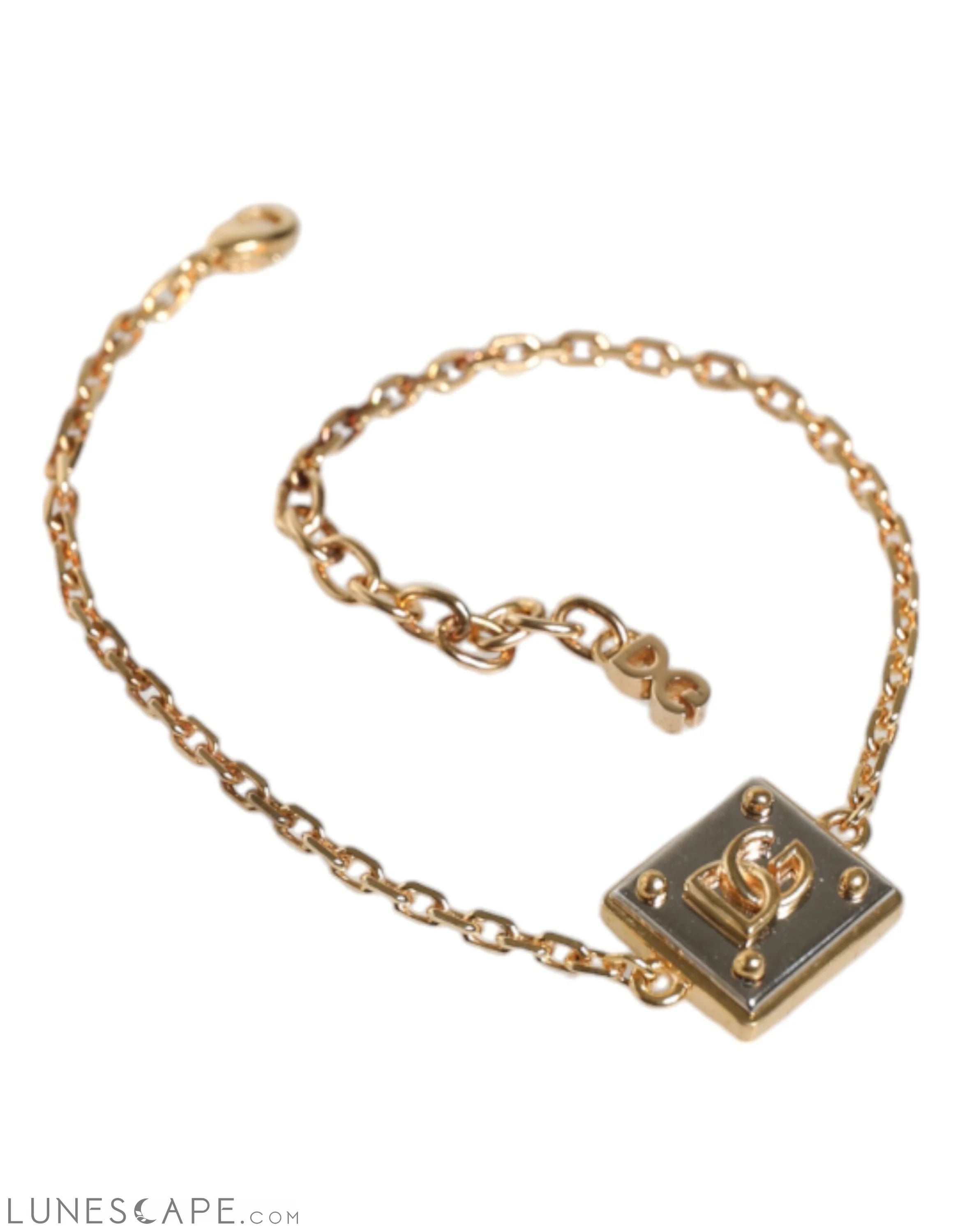 Dolce & Gabbana Gold Brass Chain Logo Sicily Pendant Necklace LUNESCAPE