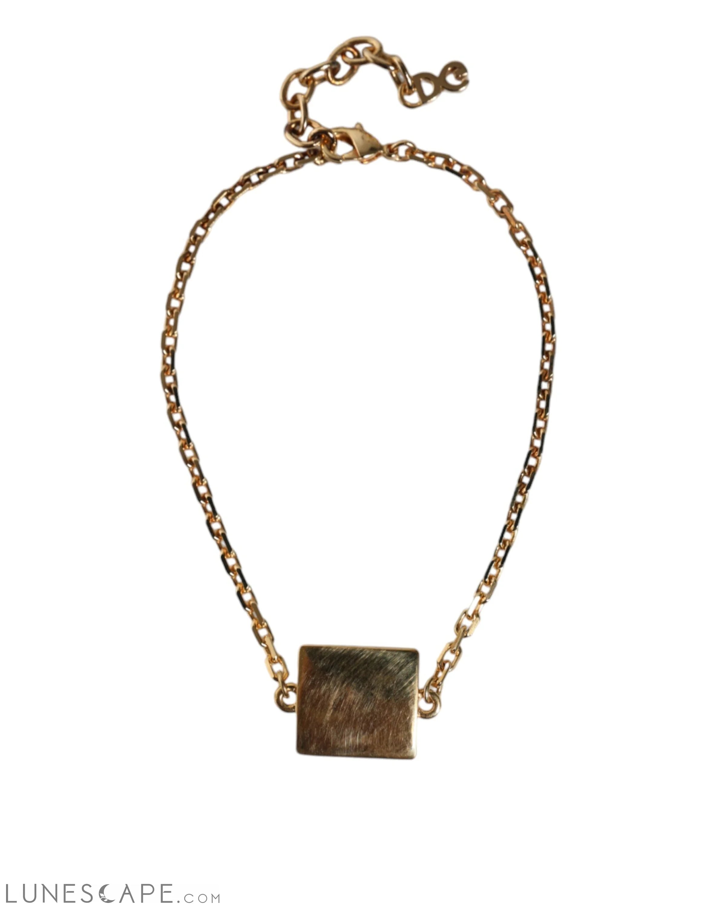 Dolce & Gabbana Gold Brass Chain Logo Sicily Pendant Necklace LUNESCAPE