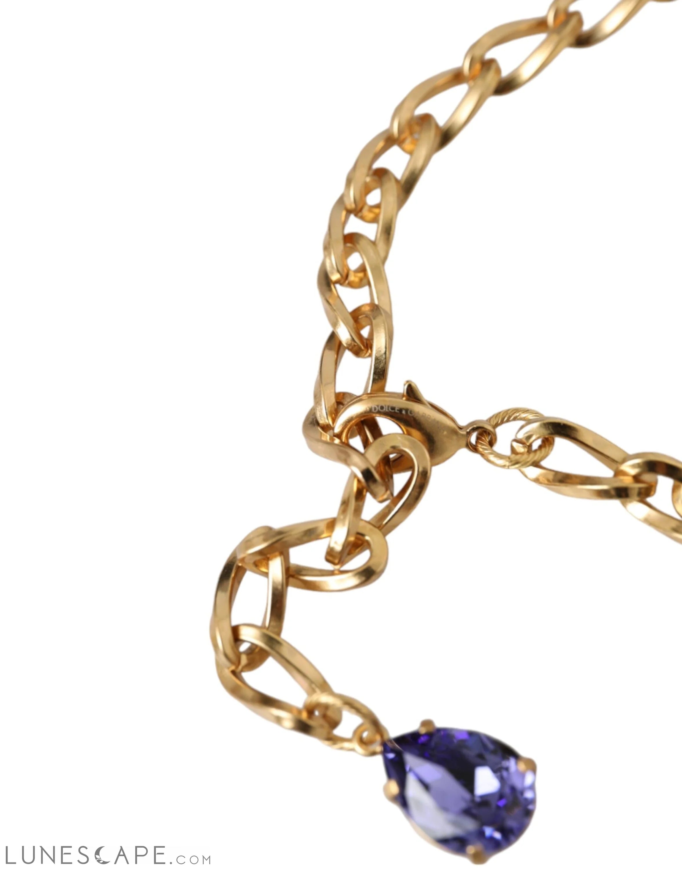 Dolce & Gabbana Gold Brass Crystal Purple Pink Pearl Pendants Necklace LUNESCAPE