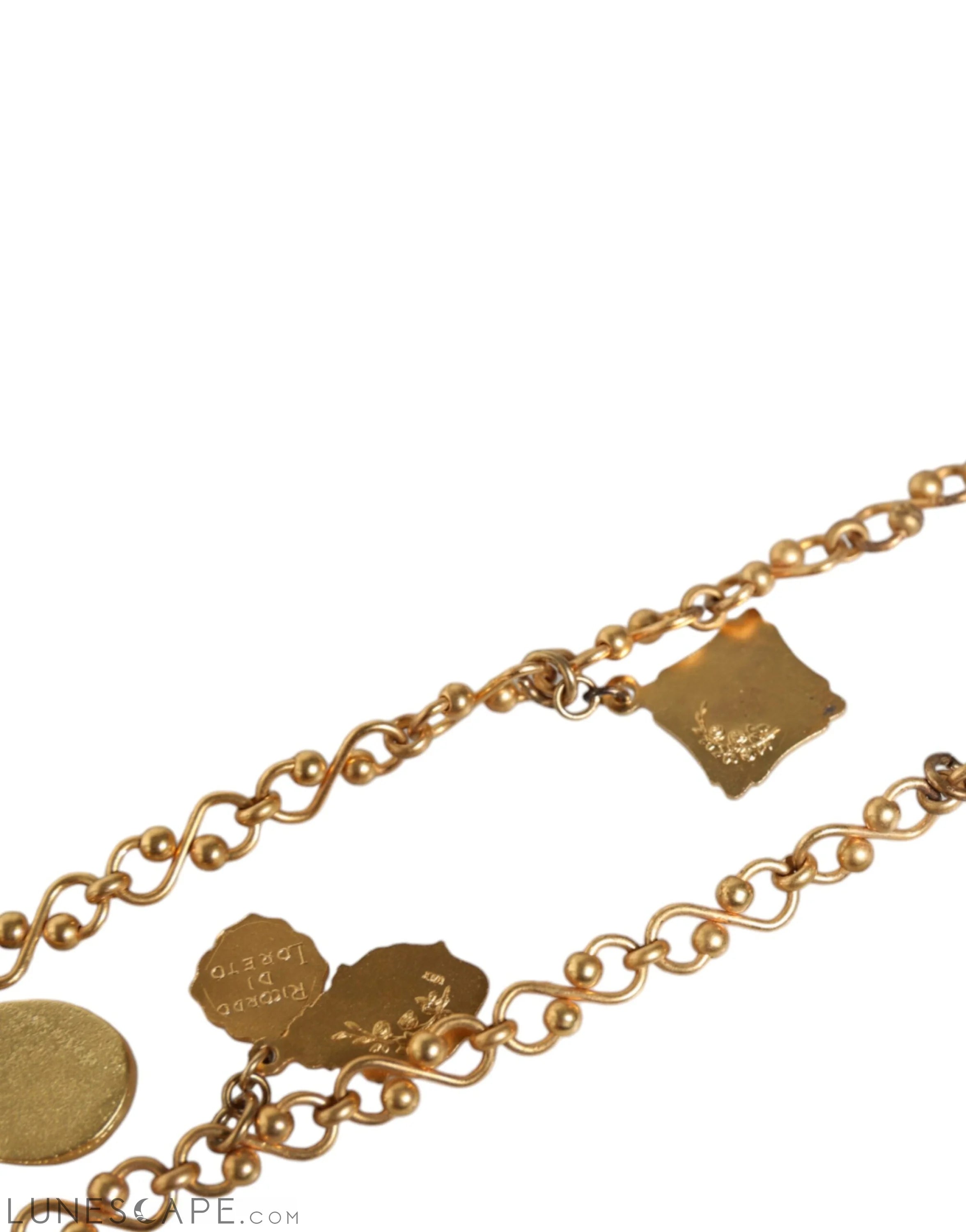 Dolce & Gabbana Gold Tone Brass Chain Religious Cross Pendant Necklace LUNESCAPE