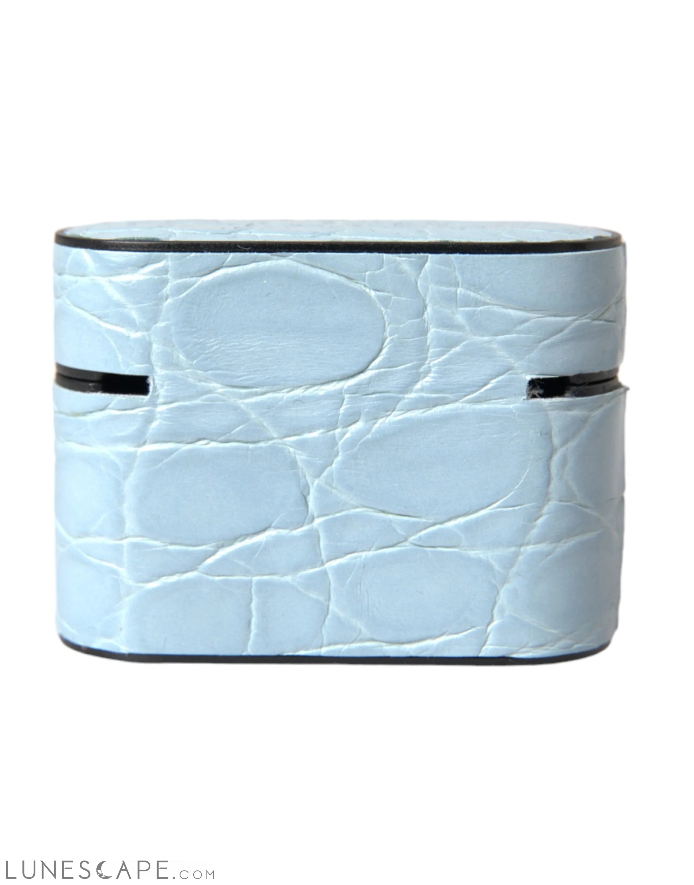 Dolce & Gabbana Light Blue Leather Metal Logo Plaque Airpods Case LUNESCAPE
