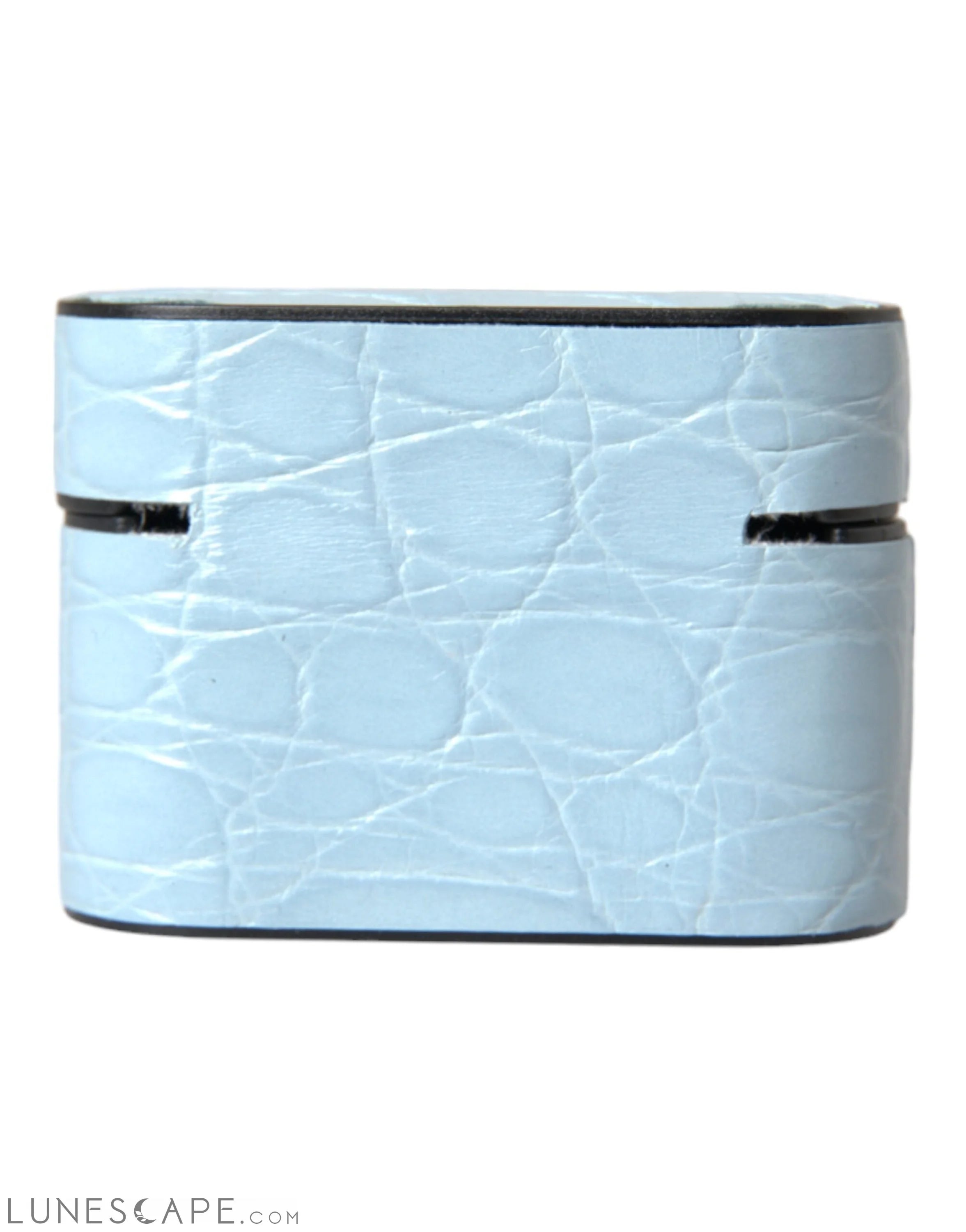 Dolce & Gabbana Light Blue Leather Metal Logo Plaque Airpods Case LUNESCAPE