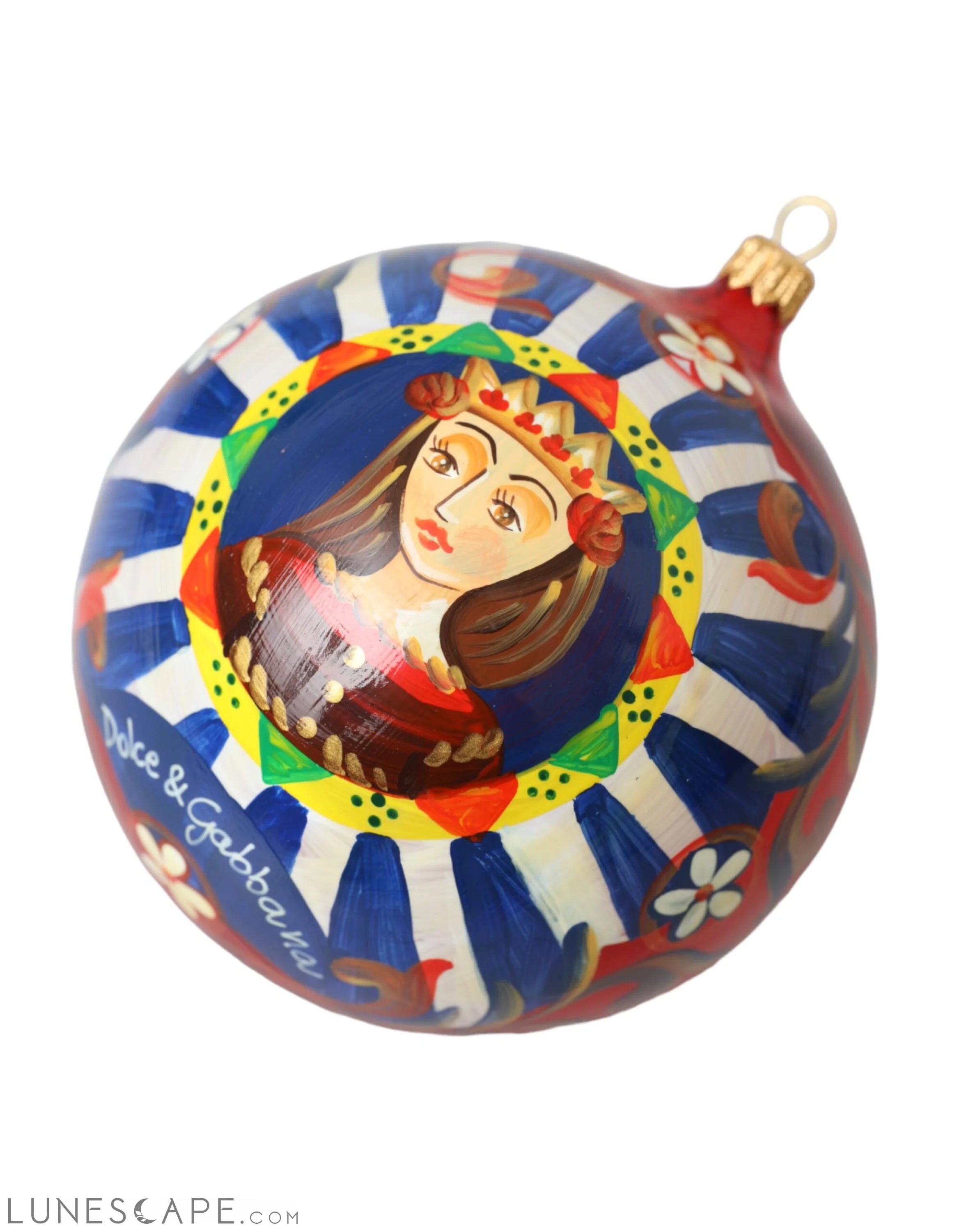 Dolce & Gabbana Multicolor Carretto Print Round Ornament Christmas Ball LUNESCAPE