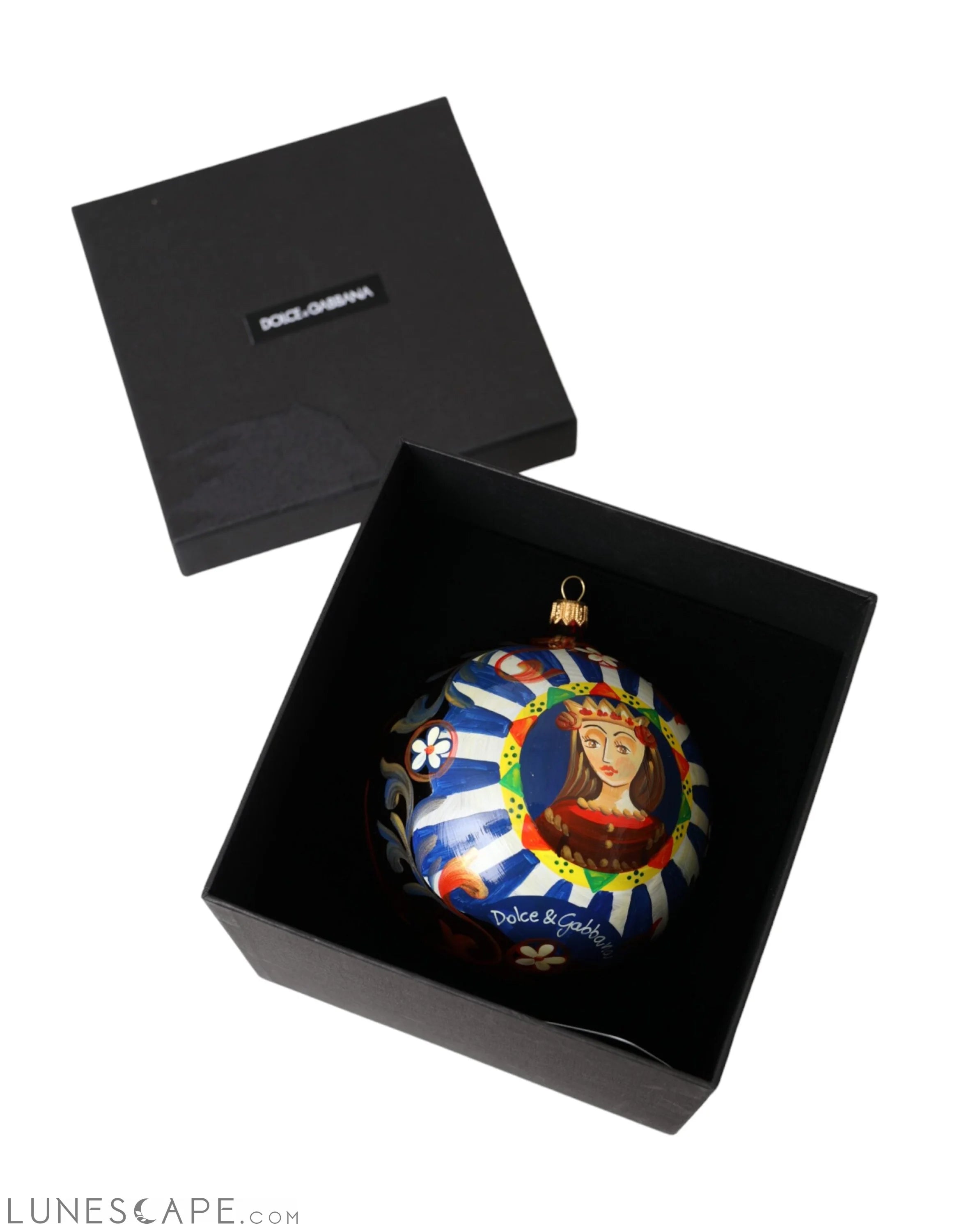 Dolce & Gabbana Multicolor Carretto Print Round Ornament Christmas Ball LUNESCAPE