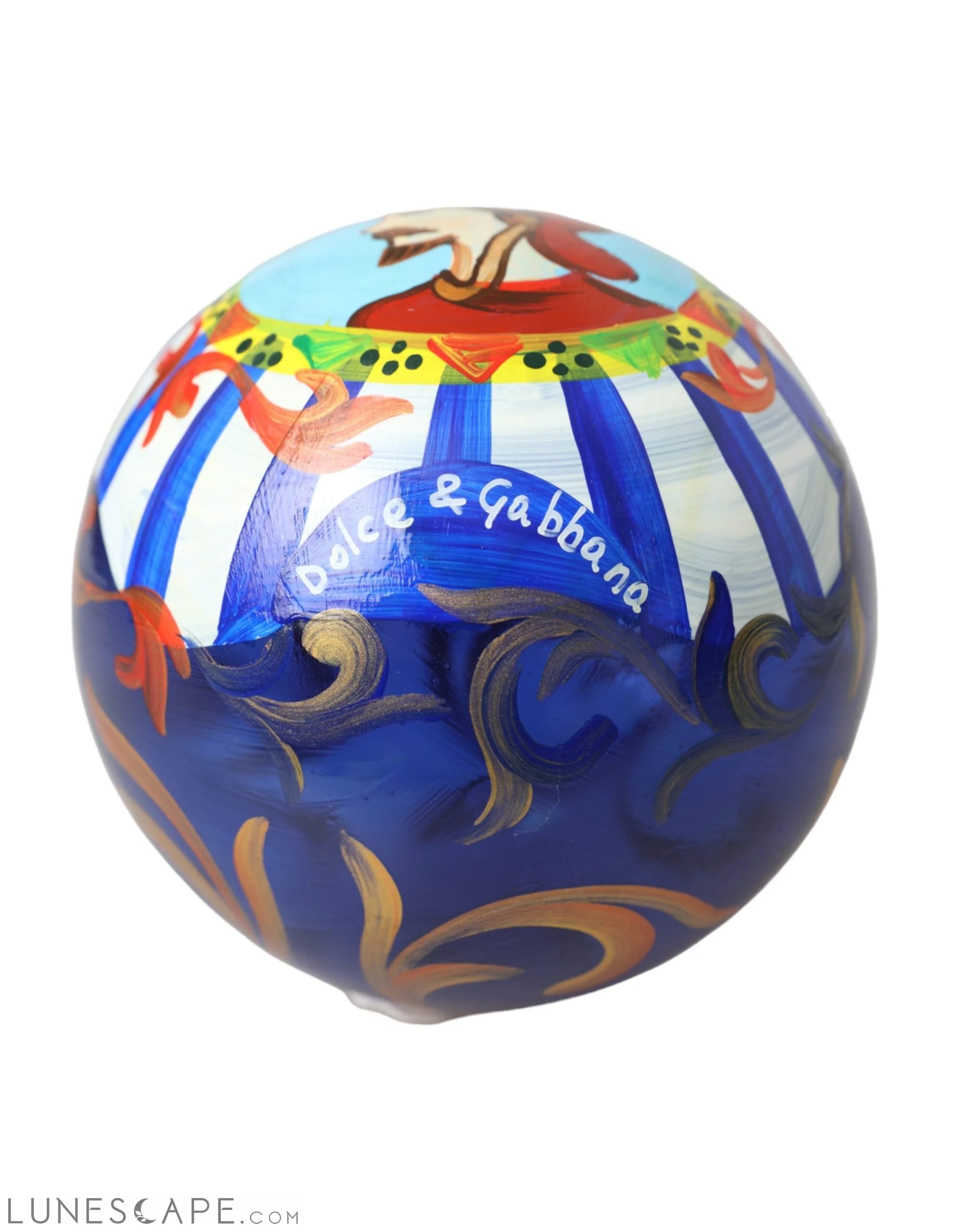 Dolce & Gabbana Multicolor Carretto Print Round Ornament Christmas Ball LUNESCAPE