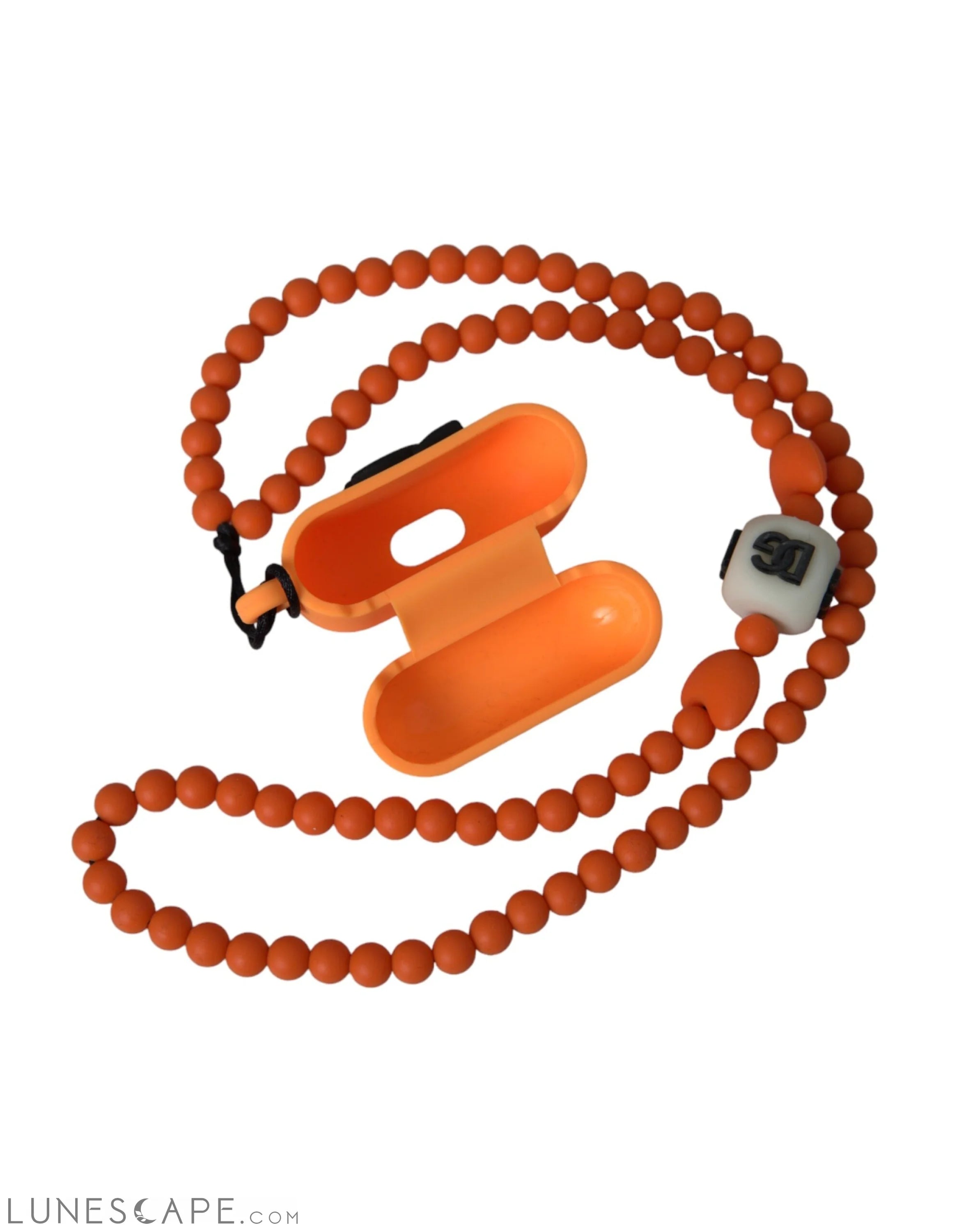 Dolce & Gabbana Orange Silicone Rubber Logo Beaded Strap Airpods Case LUNESCAPE