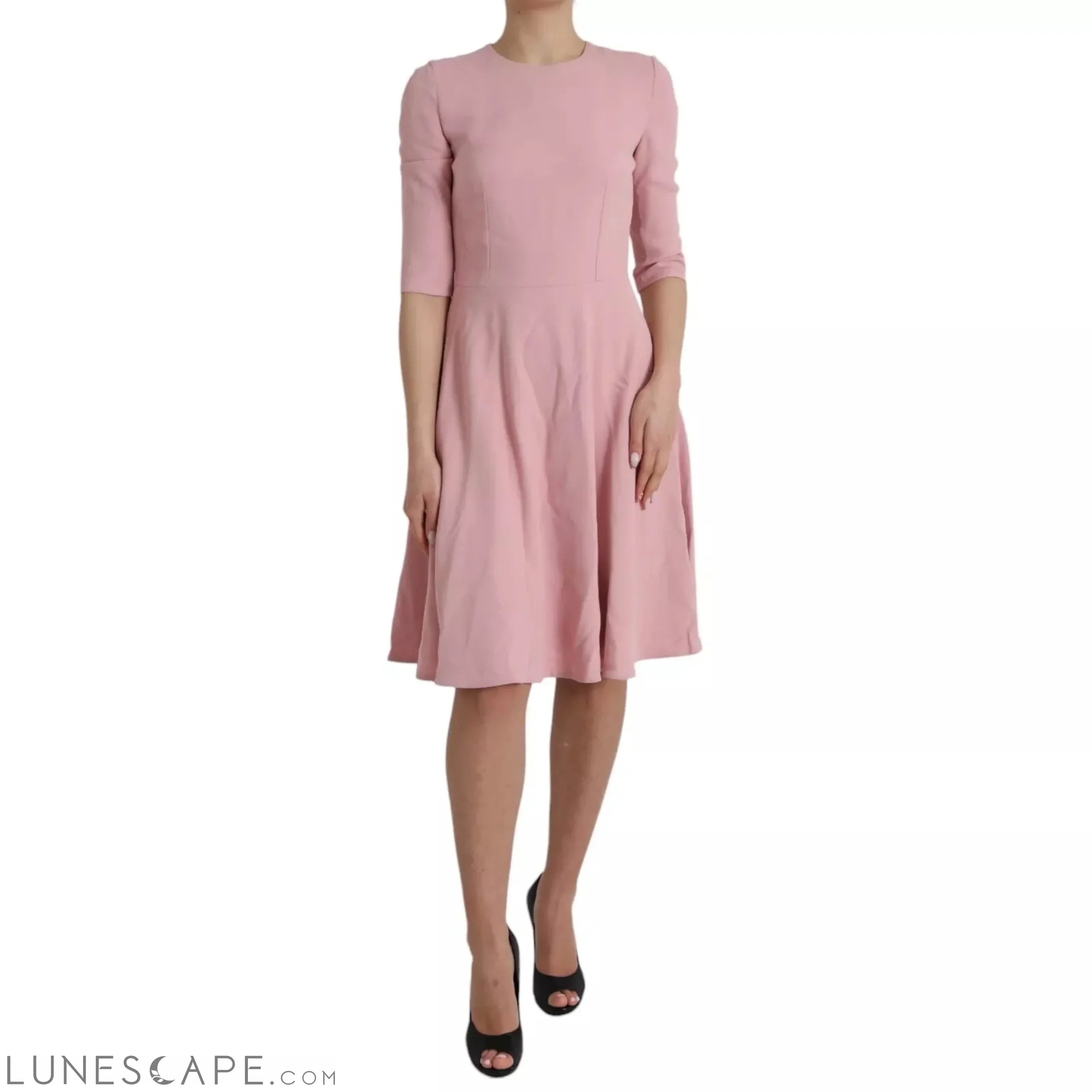 Dolce & Gabbana Pink A-line Flare Viscose Short Sleeves Dress LUNESCAPE
