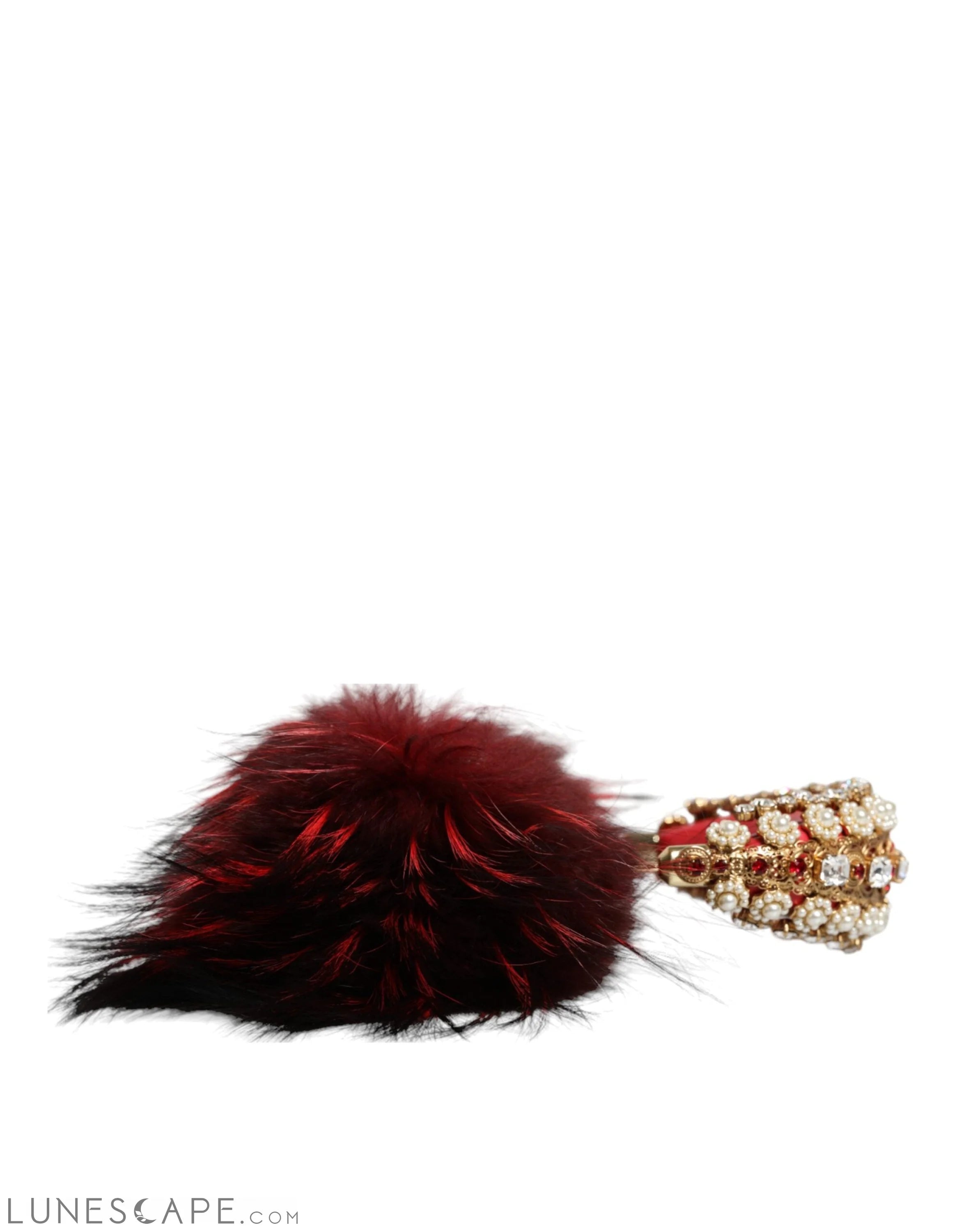 Dolce & Gabbana Red Gold Crystal Fur Headset Audio AUX Headphones LUNESCAPE