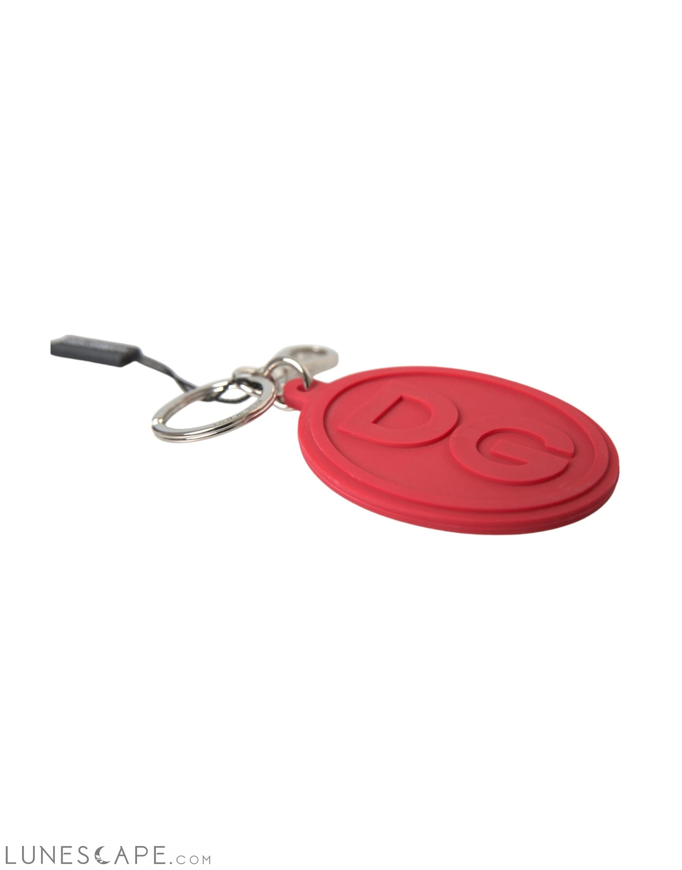Dolce & Gabbana Red Rubber DG Logo Silver Brass Metal Keychain LUNESCAPE