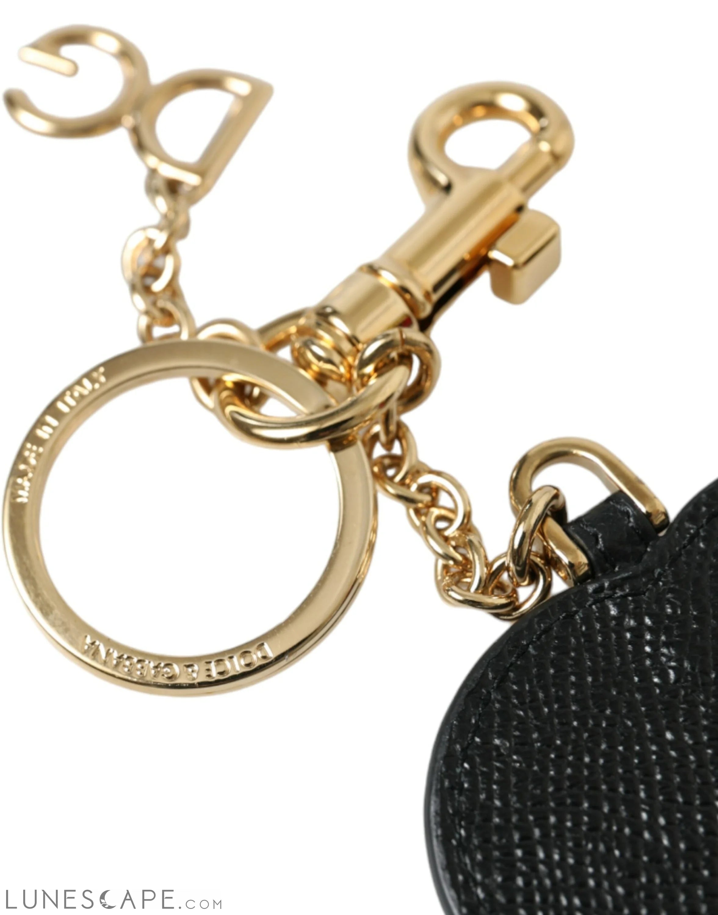 Dolce & Gabbana Stunning Gold and Pink Leather Keychain LUNESCAPE