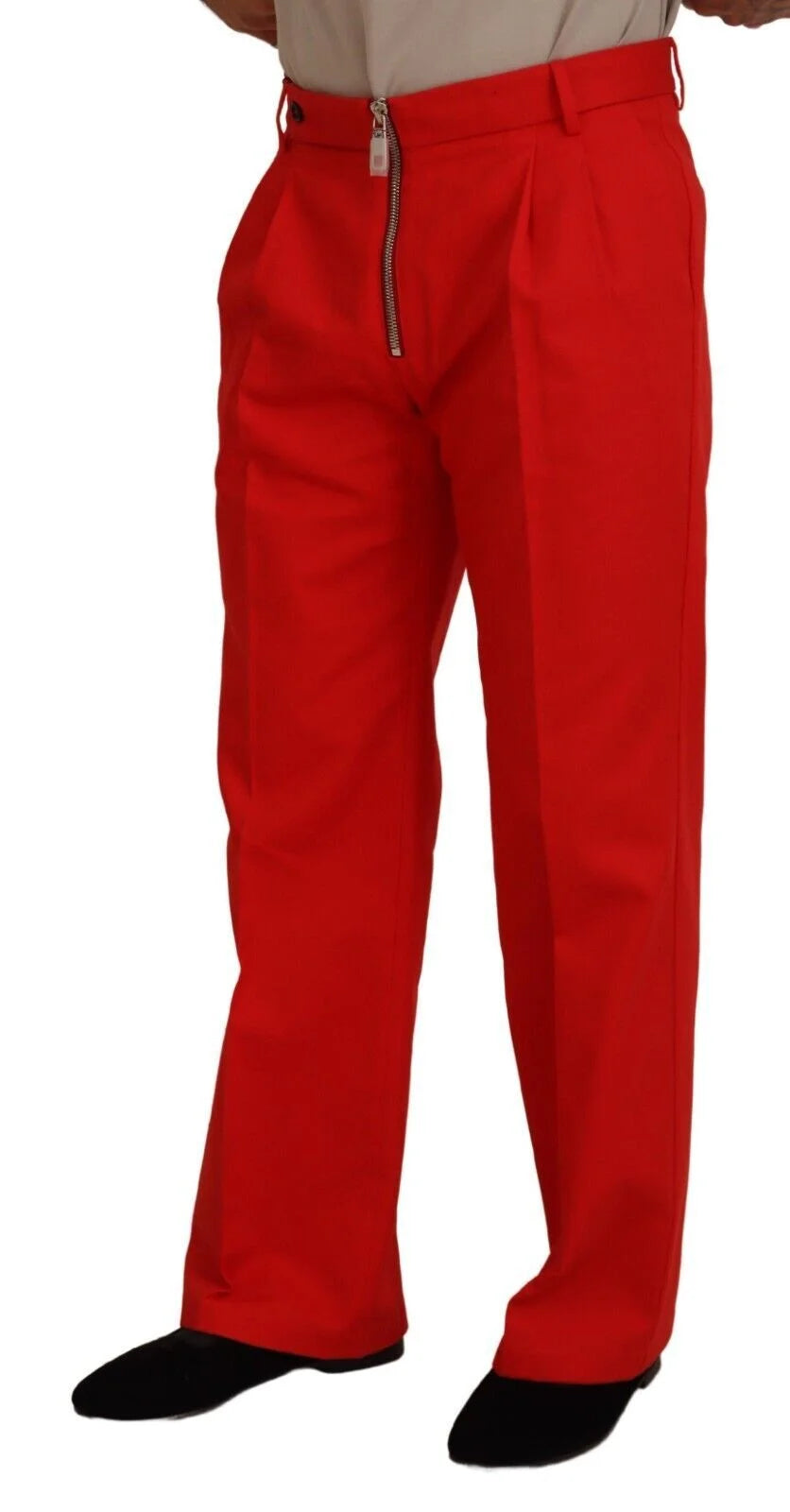 Dolce & Gabbana Stunning Red Mainline Cotton Pants LUNESCAPE