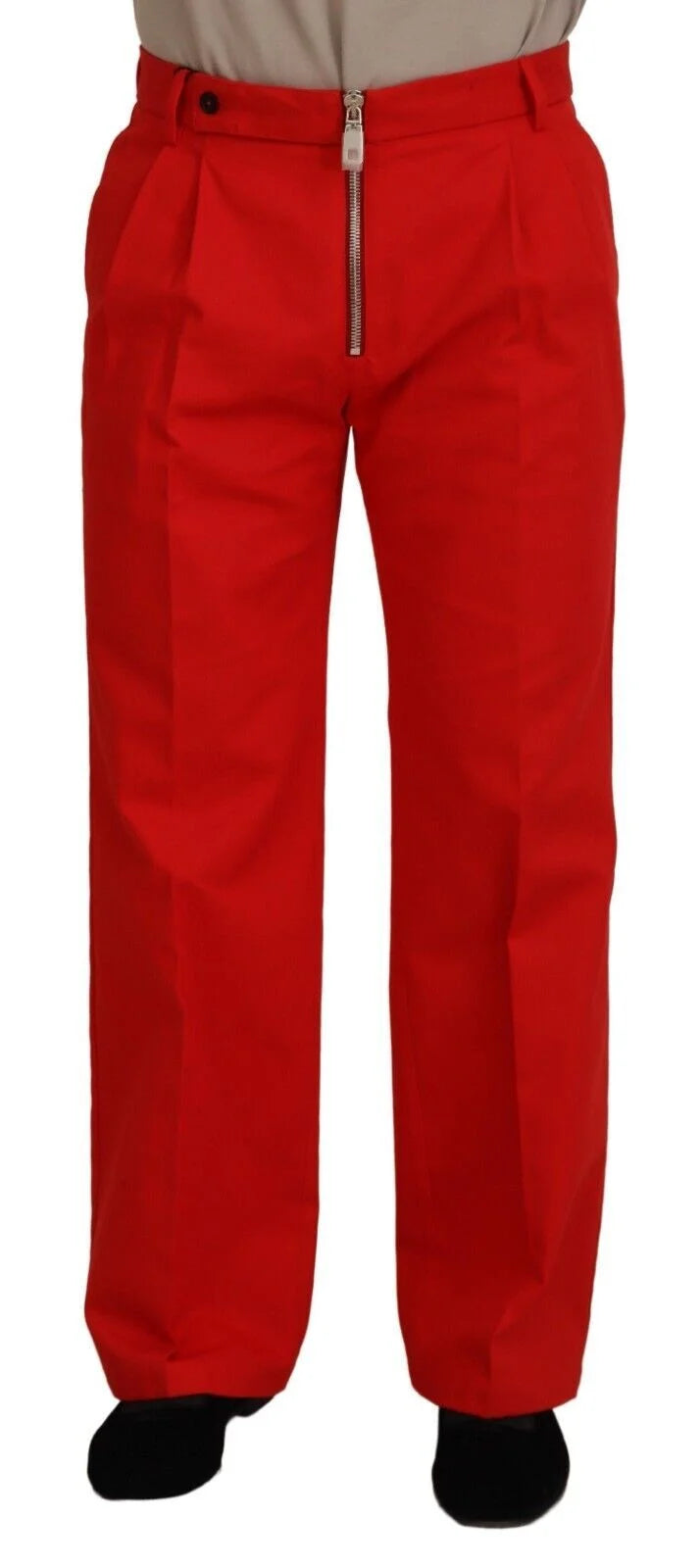Dolce & Gabbana Stunning Red Mainline Cotton Pants LUNESCAPE