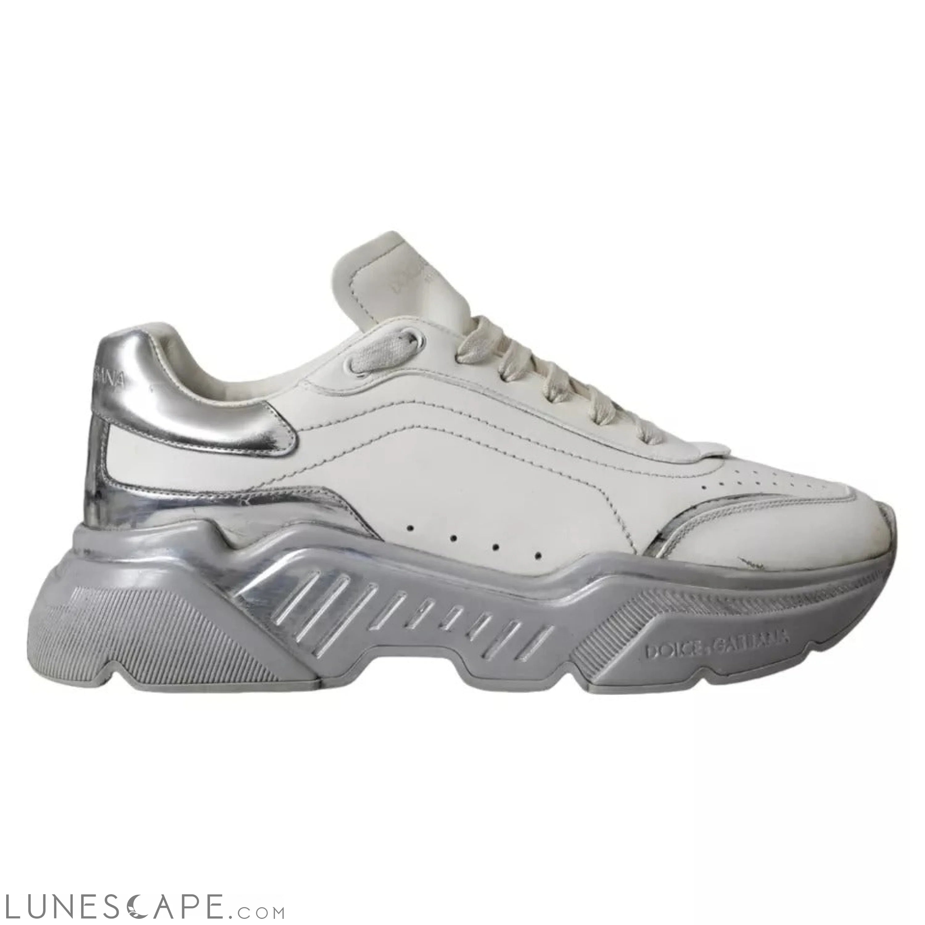 Dolce & Gabbana White Silver Daymaster Low Top Sneakers Shoes LUNESCAPE