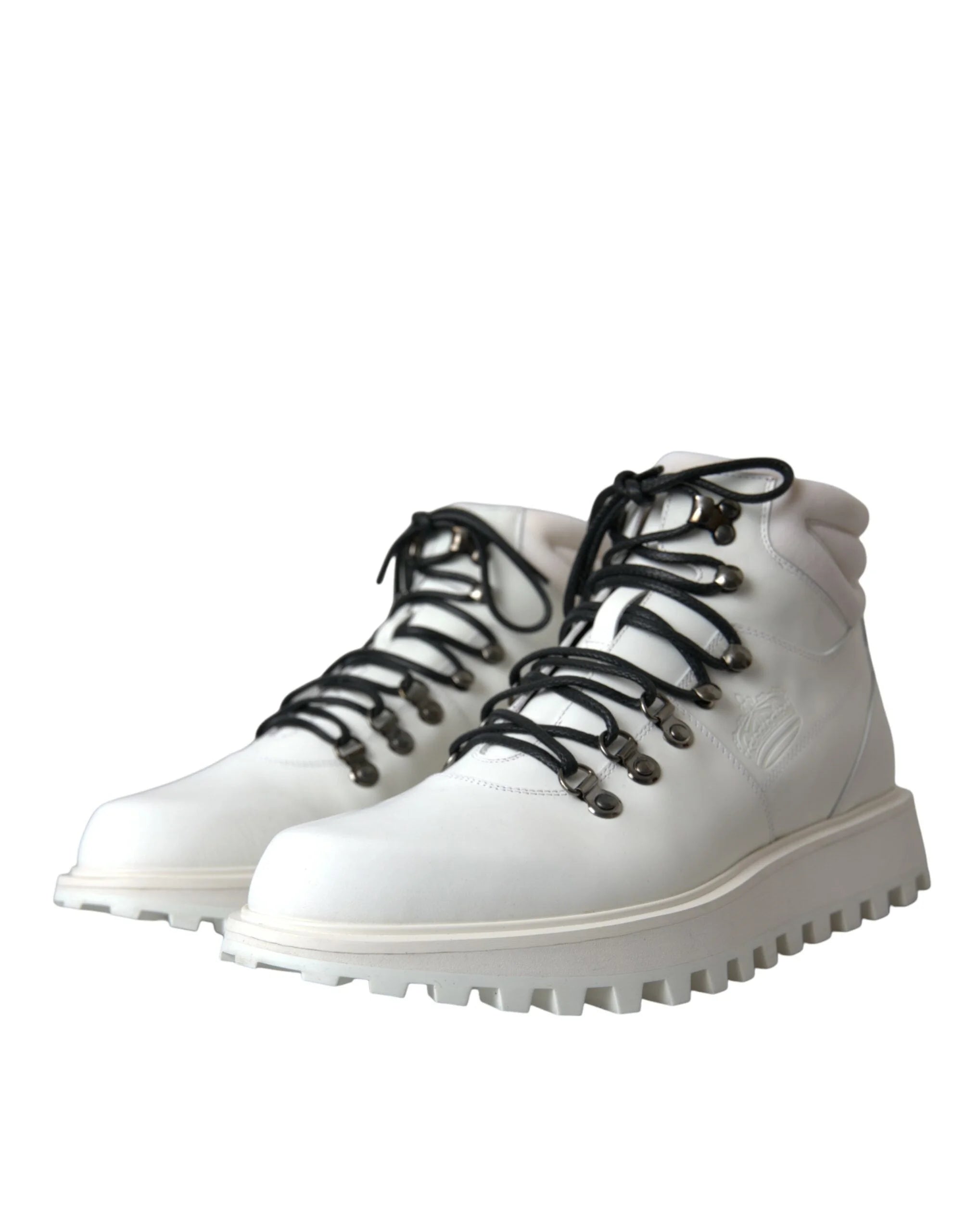 Dolce & Gabbana White Vulcano Trekking Men Ankle Boots Shoes LUNESCAPE