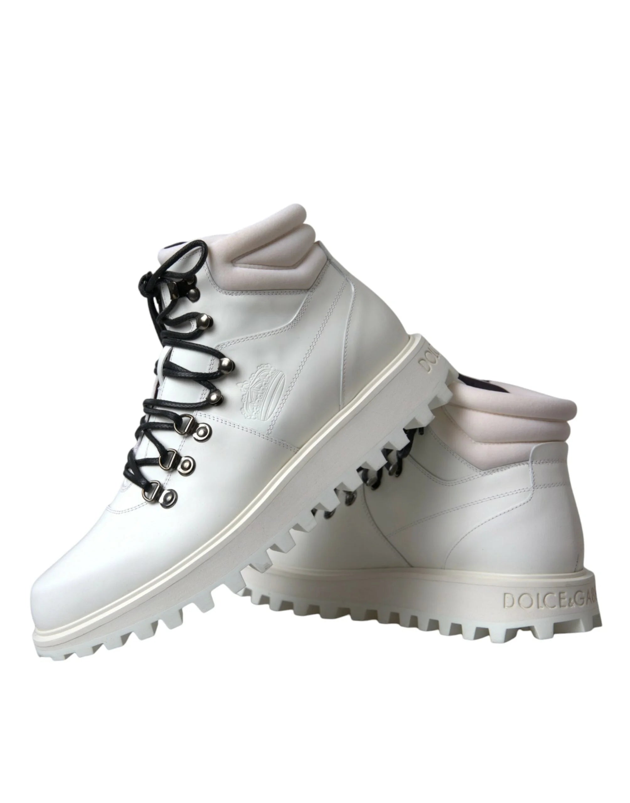 Dolce & Gabbana White Vulcano Trekking Men Ankle Boots Shoes LUNESCAPE
